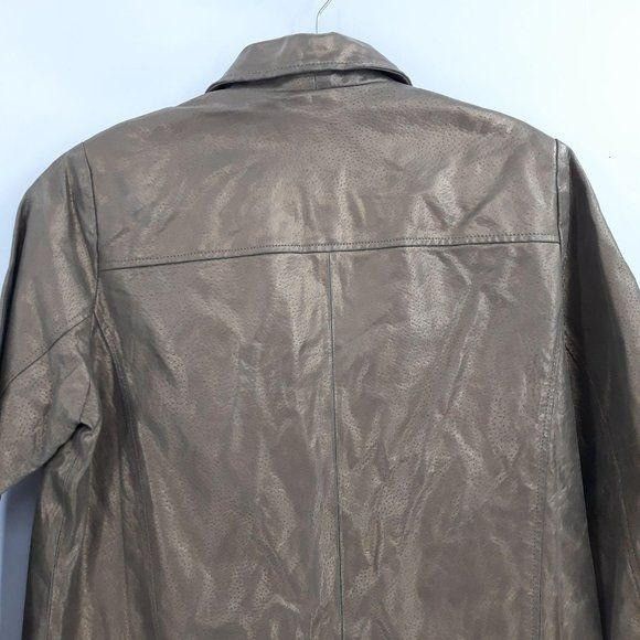 Vintage Vtg 80's Metallic Gold Genuine Leather Moto Jacket Sz 16W Pe Size XXL / US 16-18 / IT 52-54 - 7 Thumbnail