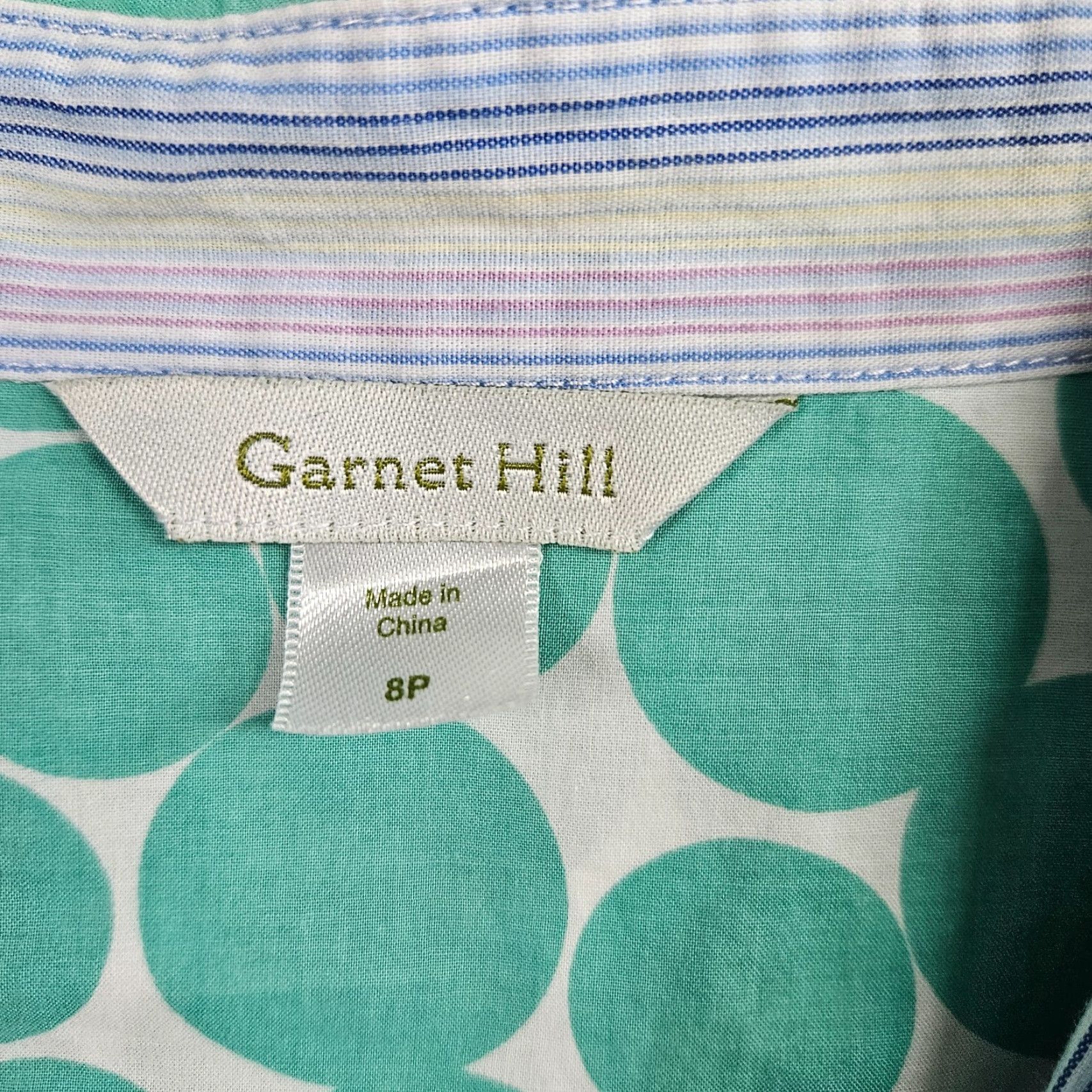 Vintage Garnet Hill Womens Button Front Top Sz 8P Mint Green White 3/4 Sleeve Cotton Polka Dot Shirt Adults Womens Size M / US 6-8 / IT 42-44 - 6 Thumbnail