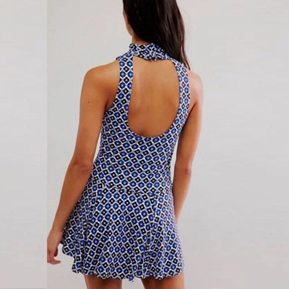 Free People New Free People Check It Mini Blue Dress Size S Size S / US 4 / IT 40 - 2 Thumbnail