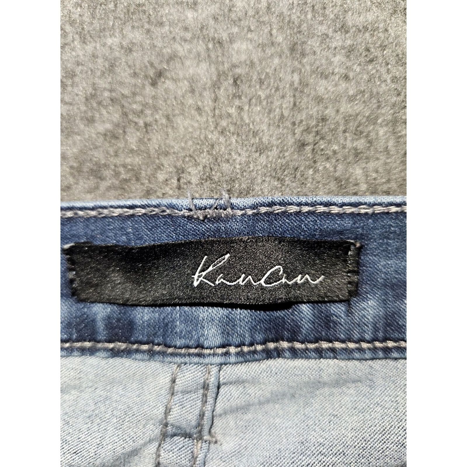 Vintage Kancan Jeans Juniors 27 Low Rise Cropped Ankle Zip Blue Denim Stretch City Preppy Logo Pockets 25 Inseam Wool? (Correction: remove) Size 27" / US 4 / IT 40 - 2 Thumbnail