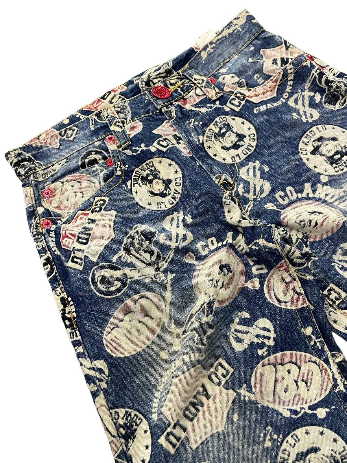 14th Addiction × Hysteric Glamour Co & Lu Japan AOP 666 Hysteric Glamour Styled Denim Pants Size US 29 - 3 Thumbnail