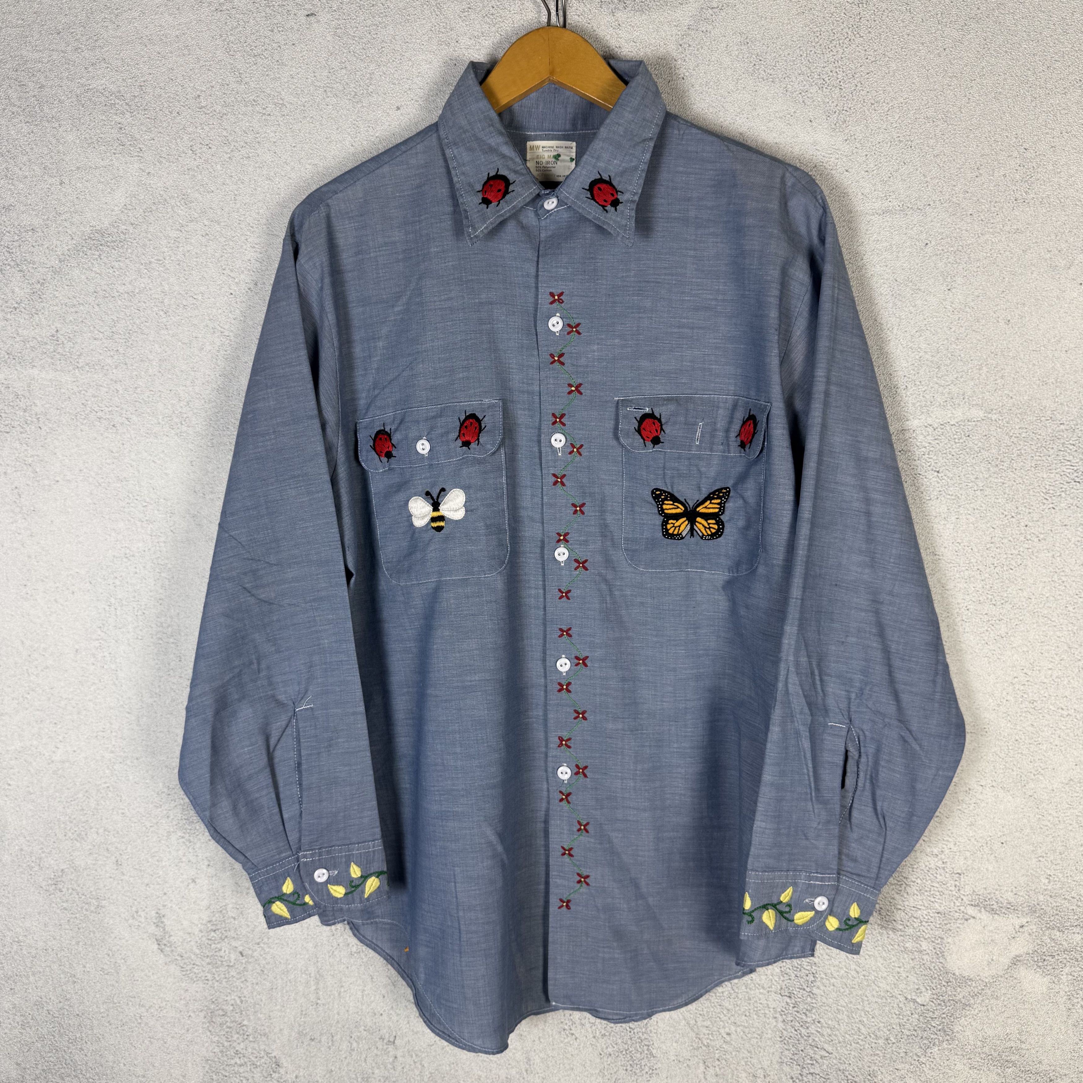 Big Mac 70s Big Mac JCPenney Chambray Shirt Stitch Embroidery Size US M / EU 48-50 / 2 - 1 Thumbnail