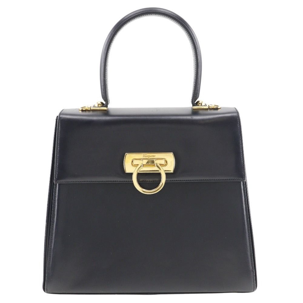 Salvatore Ferragamo Iconic Top Handle Black Leather Handbag (Pre-Owned) Size ONE SIZE - 1 Thumbnail