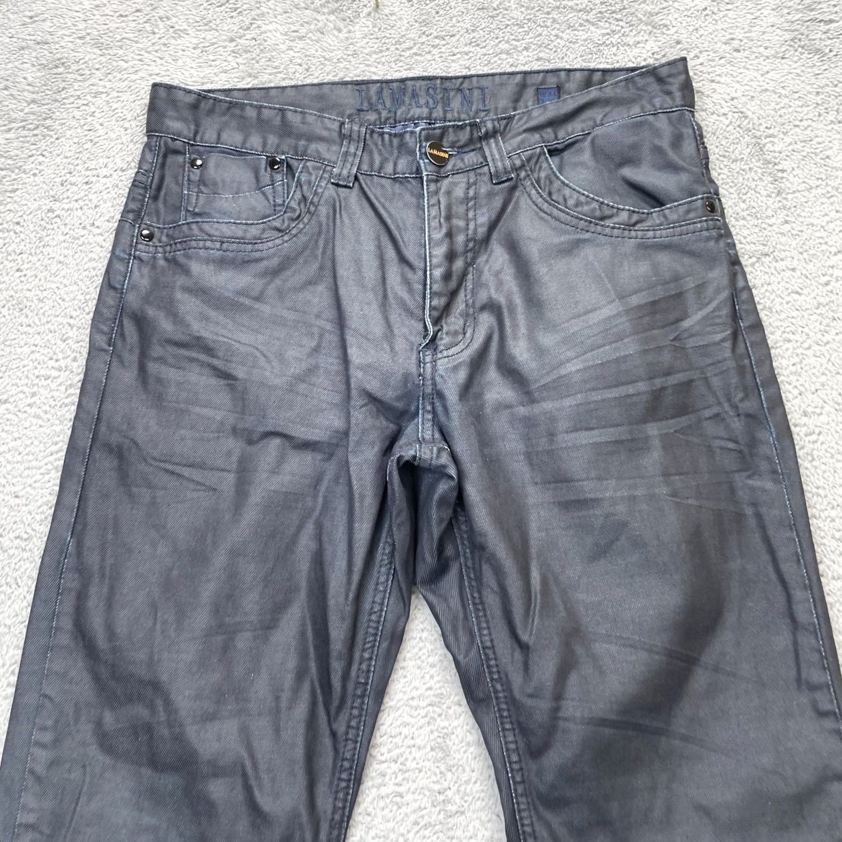 Denime Lamasini Jeans Mens 34x30 Blue Straight Leg Cotton Denim Logo Casual Dark Wash Size US 34 / EU 50 - 6 Thumbnail