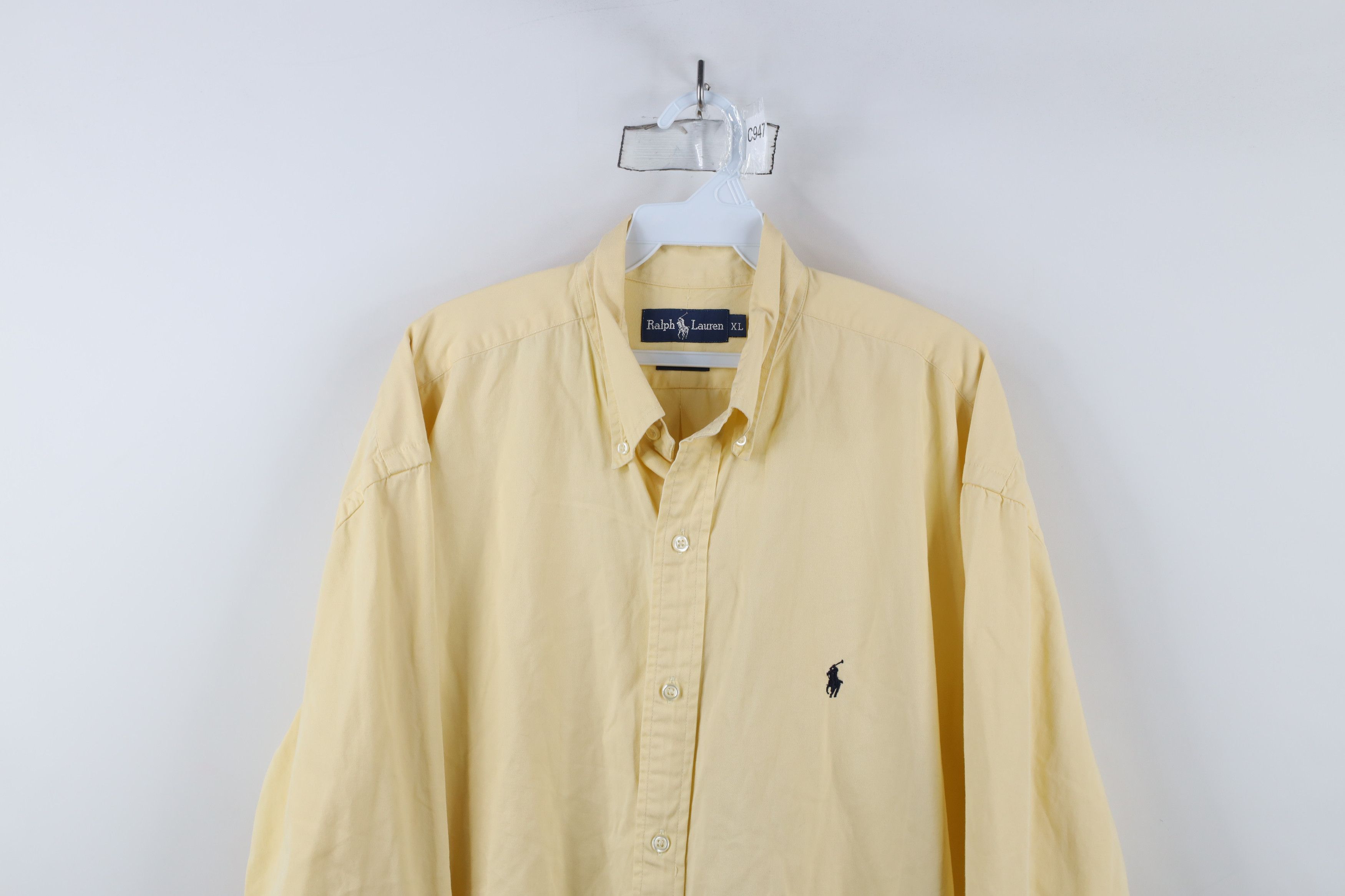 Ralph Lauren × Vintage Vintage 90s Ralph Lauren Collared Button Down Shirt Yellow Size US XL / EU 56 / 4 - 2 Thumbnail