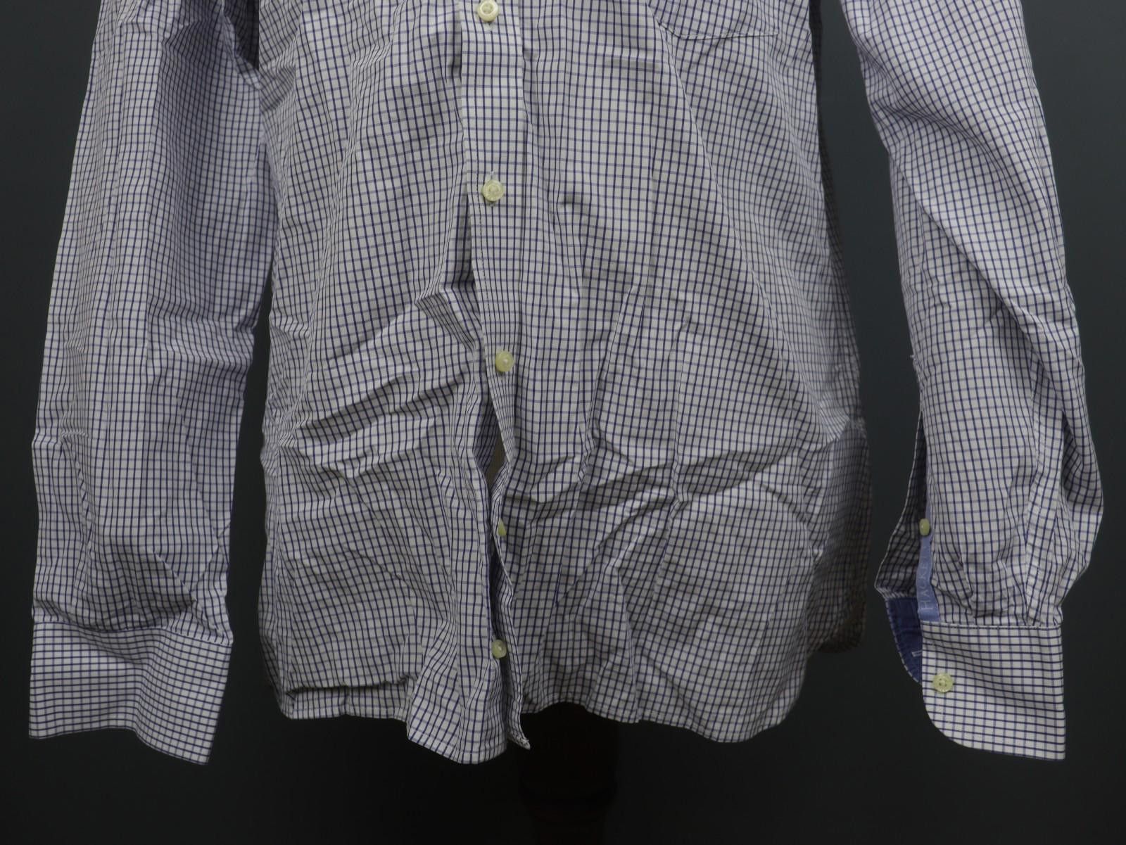 Designer Hackett London White Check Cotton Collar Shirt Size XL Size US XL / EU 56 / 4 - 3 Thumbnail
