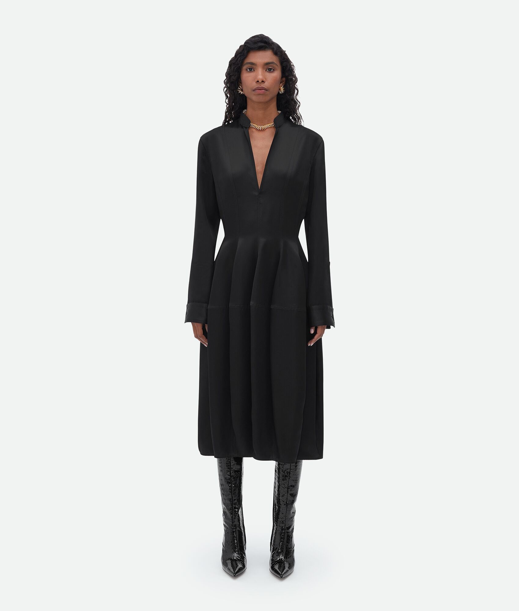 Bottega Veneta o1bcso1str0225 Silk Twill Dress in Black Size M / US 6-8 / IT 42-44 - 4 Thumbnail