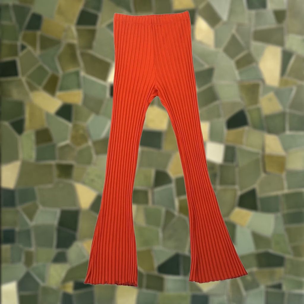 Simon Miller Simon Miller Rib Orange High Rise Ribbed Knit Flare Legging Pants M Size 32" / US 10 / IT 46 - 1 Thumbnail