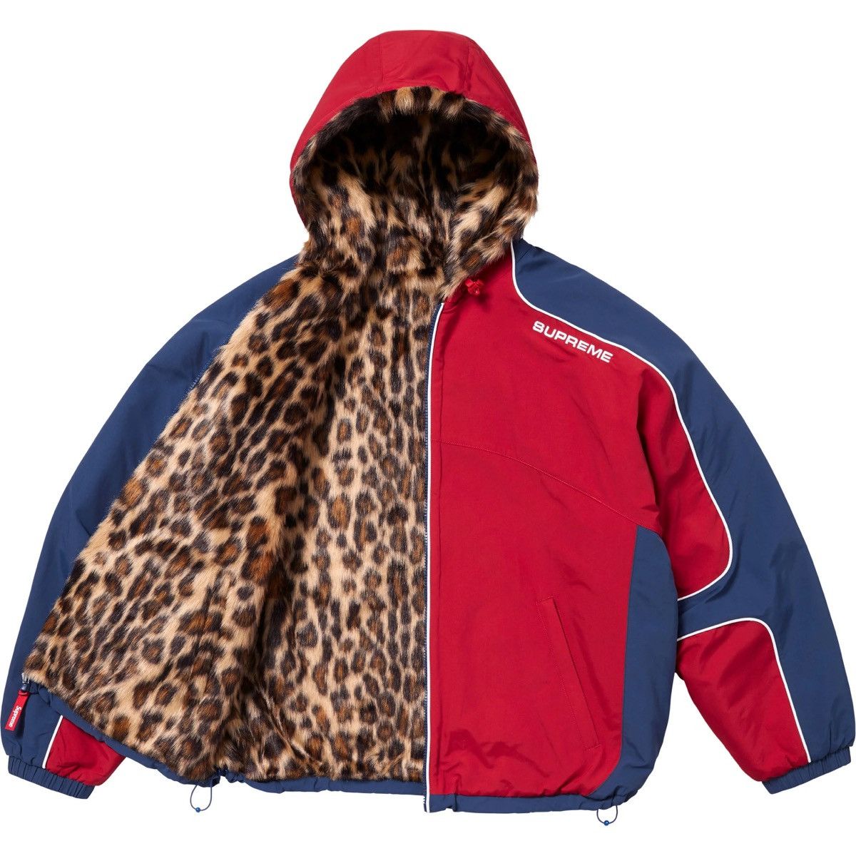 SUPREME FAUX FUR REVERSIBLE HOODED TRACK JACKET RED XL