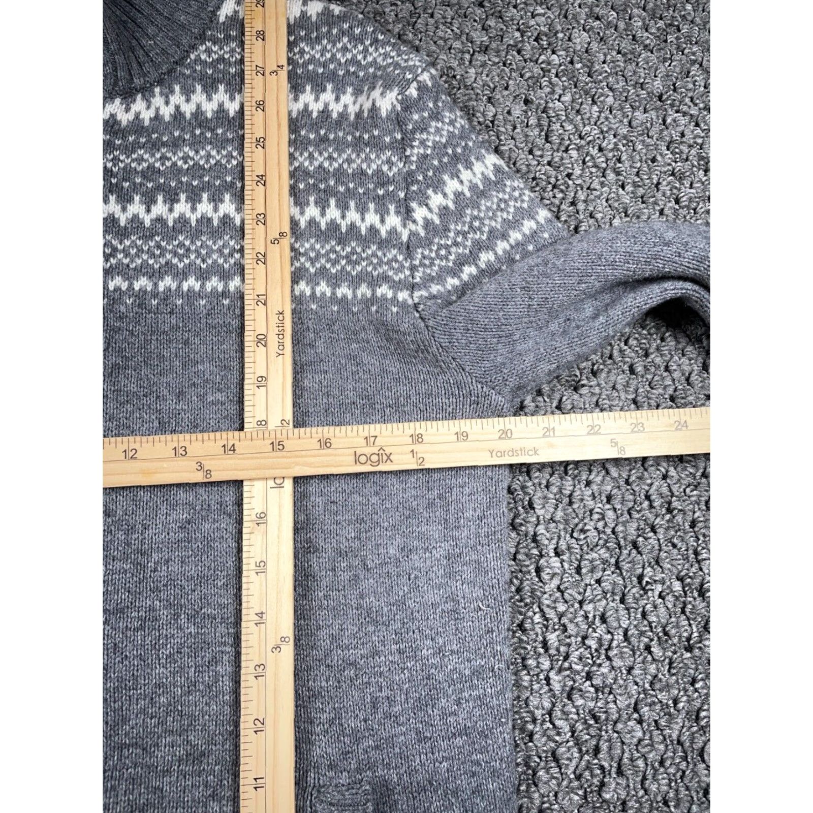 Old Navy Old Navy Cardigan Sweater Adult Large Gray Fair Isle Mock Neck Heavyweight Knit Pre-owned Mens Size US L / EU 52-54 / 3 - 7 Thumbnail