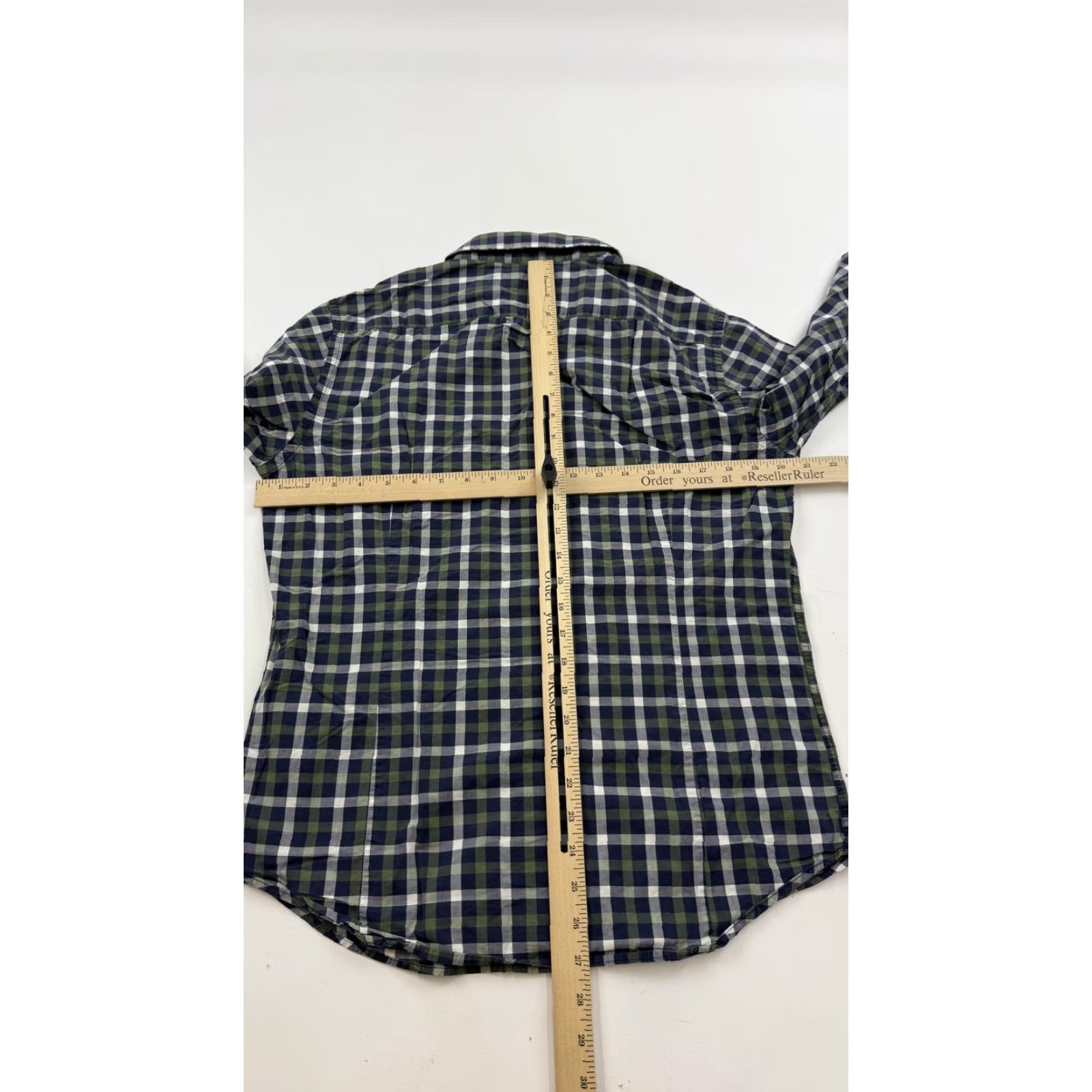 Banana Republic Banana Republic Shirt Mens Medium Blue Green Plaid Soft Wash Tailored Slim Fit Size US M / EU 48-50 / 2 - 6 Thumbnail
