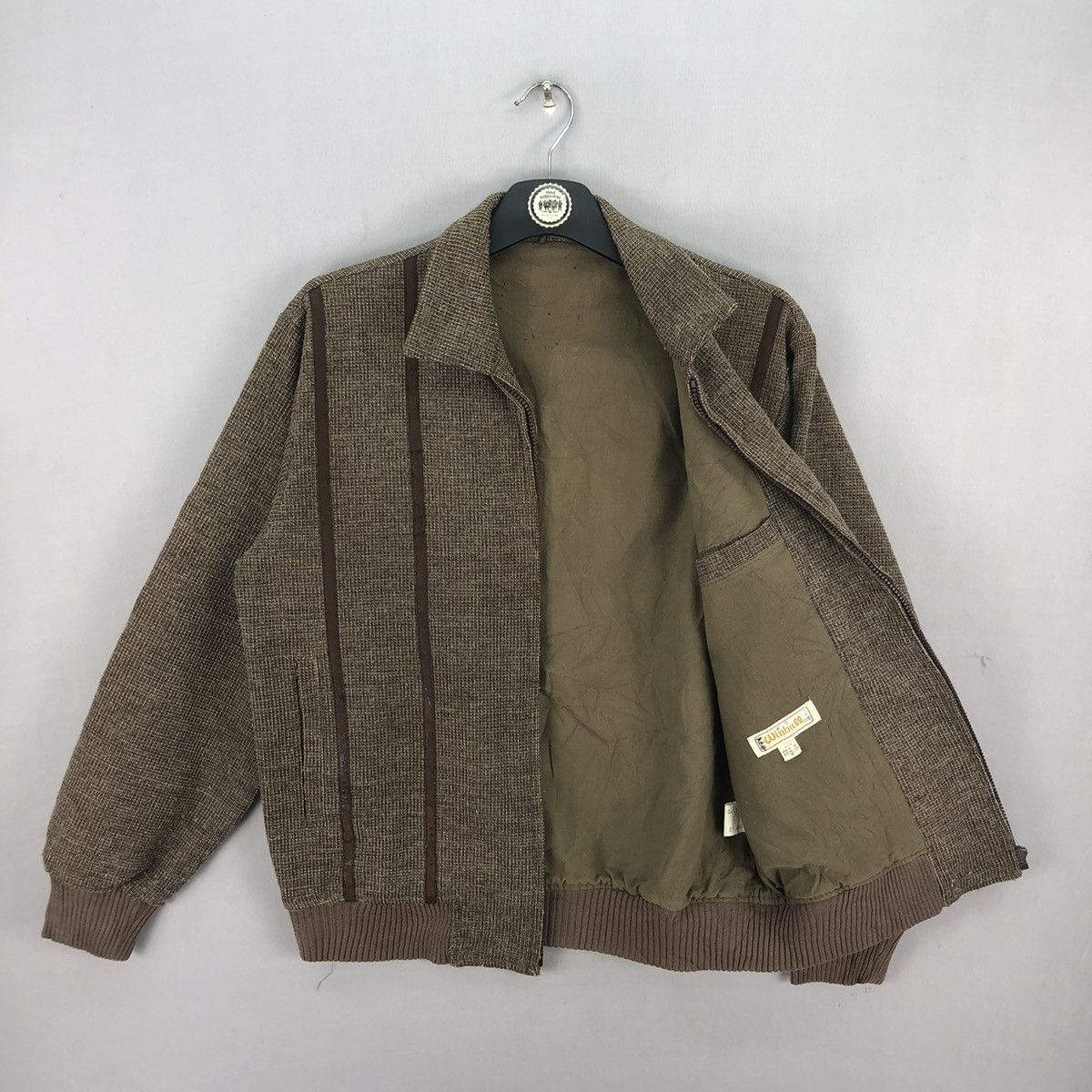 Japanese Brand Vintage 80's Wool Zipper Jacket Open Collar by Winbull Size US S / EU 44-46 / 1 - 7 Thumbnail