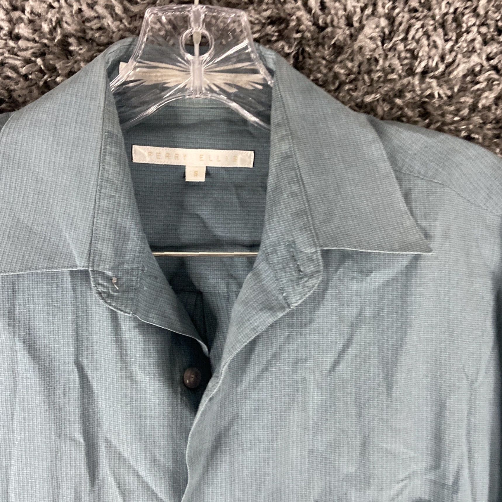 Perry Ellis Perry Ellis Blue Button-Up Short Sleeve Men S Shirt Size US 29 - 5 Thumbnail