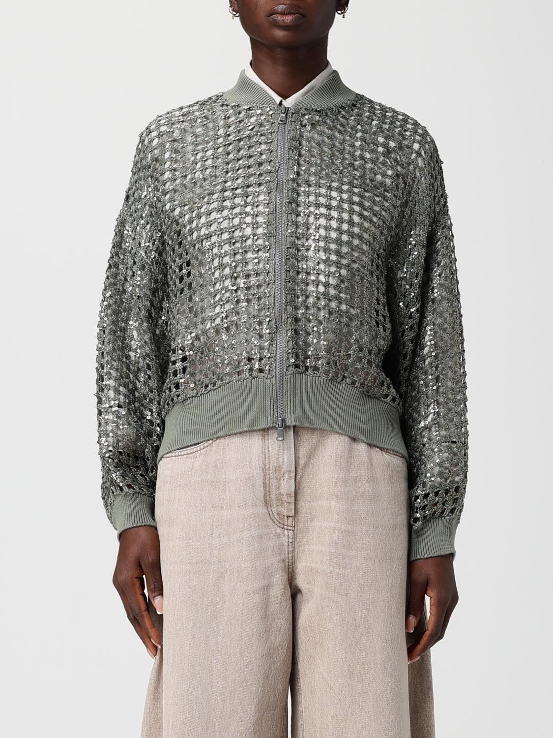 Brunello Cucinelli Brunello Cucinelli Sweater Woman Green Size L / US 10 / IT 46 - 1 Thumbnail