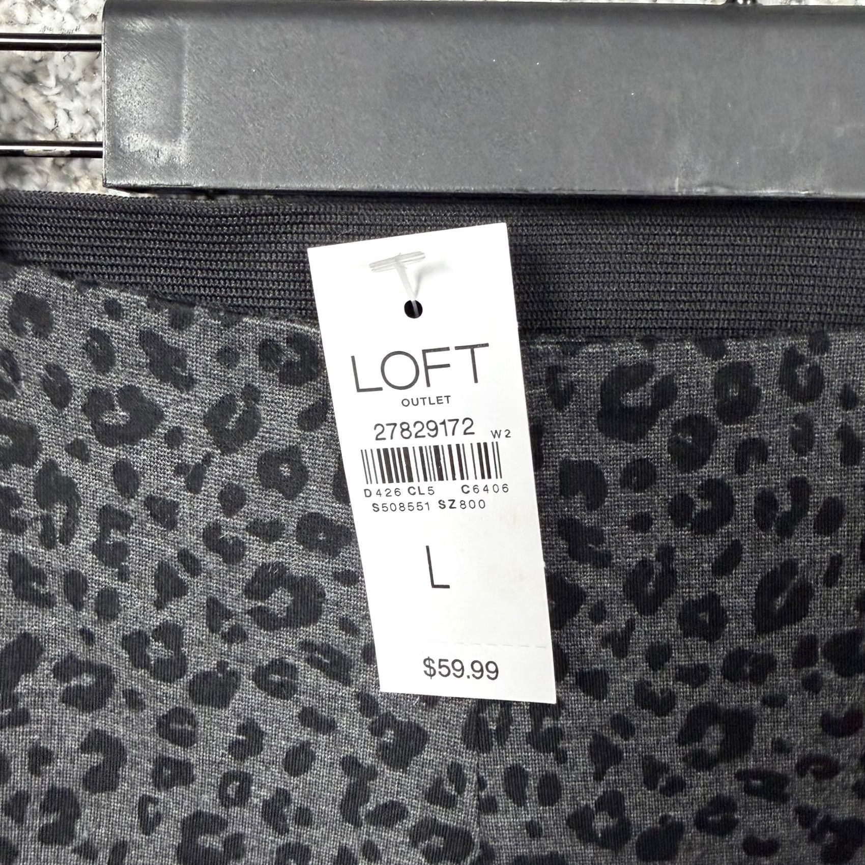 Loft VINTAGE? No. LOFT High Rise Leggings Ankle Womens L Gray Black Leopard Animal Print Cotton? No. Size 36" / US 14 / IT 50 - 6 Thumbnail