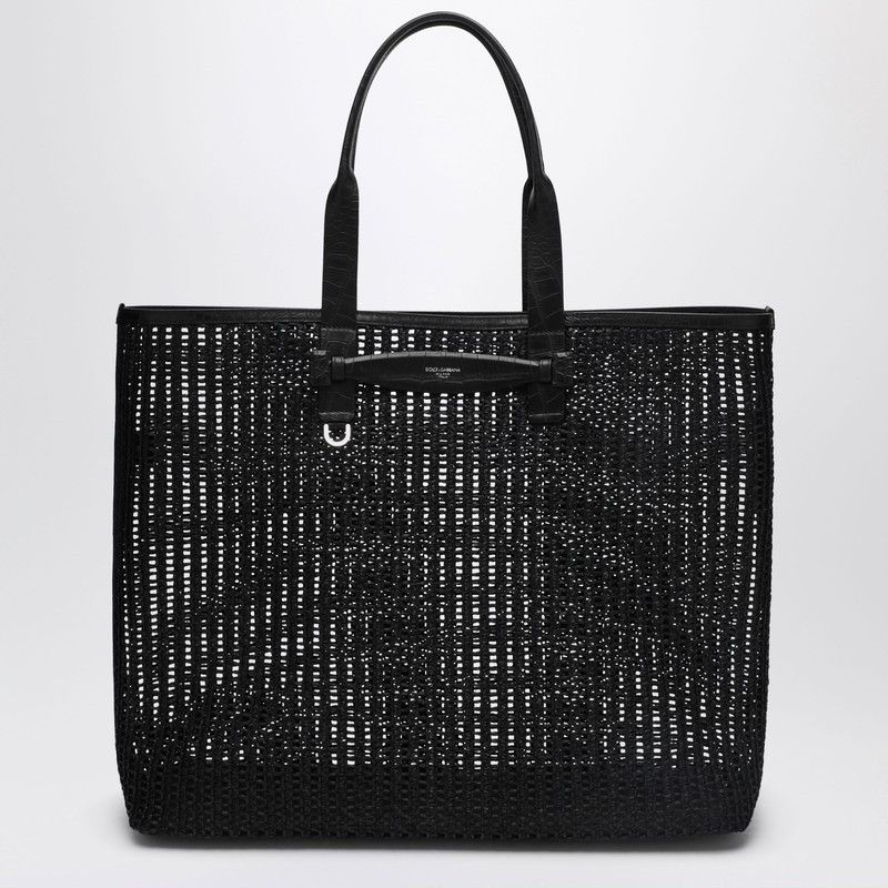 Dolce & Gabbana Dolce&Gabbana Adamo Shopping Bag In Black Woven Mesh Size ONE SIZE - 1 Thumbnail
