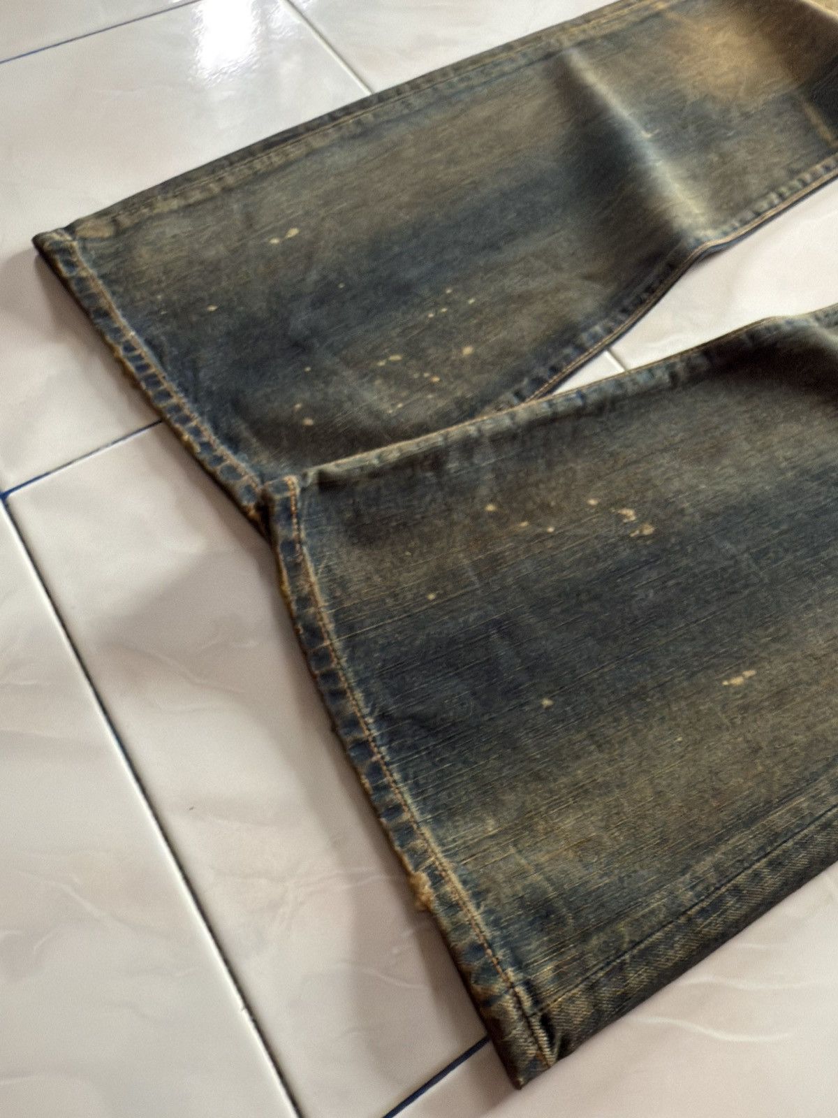 If Six Was Nine Rare Edwin 535 Pierced & Studs Heavy Mud Wash Flared Jeans Size US 32 / EU 48 - 15 Thumbnail