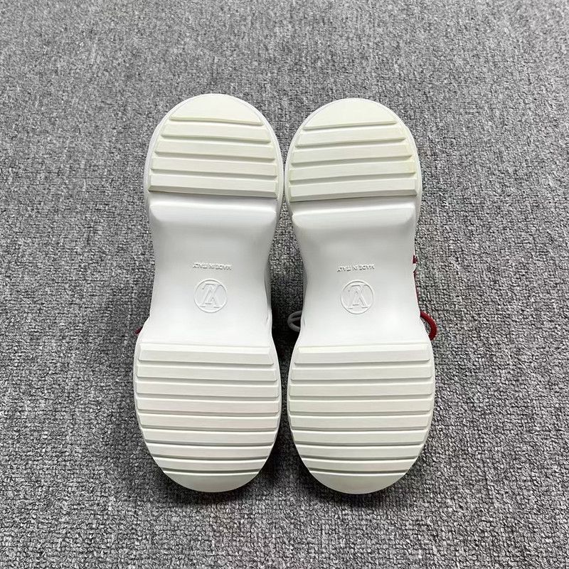 Louis Vuitton Louis Vuitton Women's White and Red Running Shoes -2505 Size US 7 / IT 37 - 3 Thumbnail