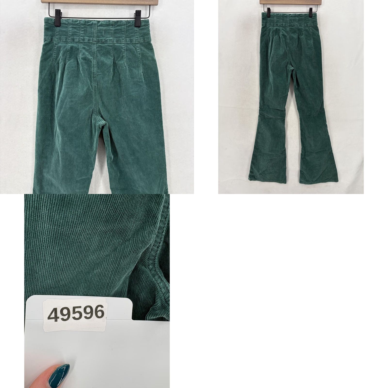 Vintage We The Free Corduroy Flare Pants Womens 26 Green High Rise Stretch Casual Boho Size 26" / US 2 / IT 38 - 9 Thumbnail