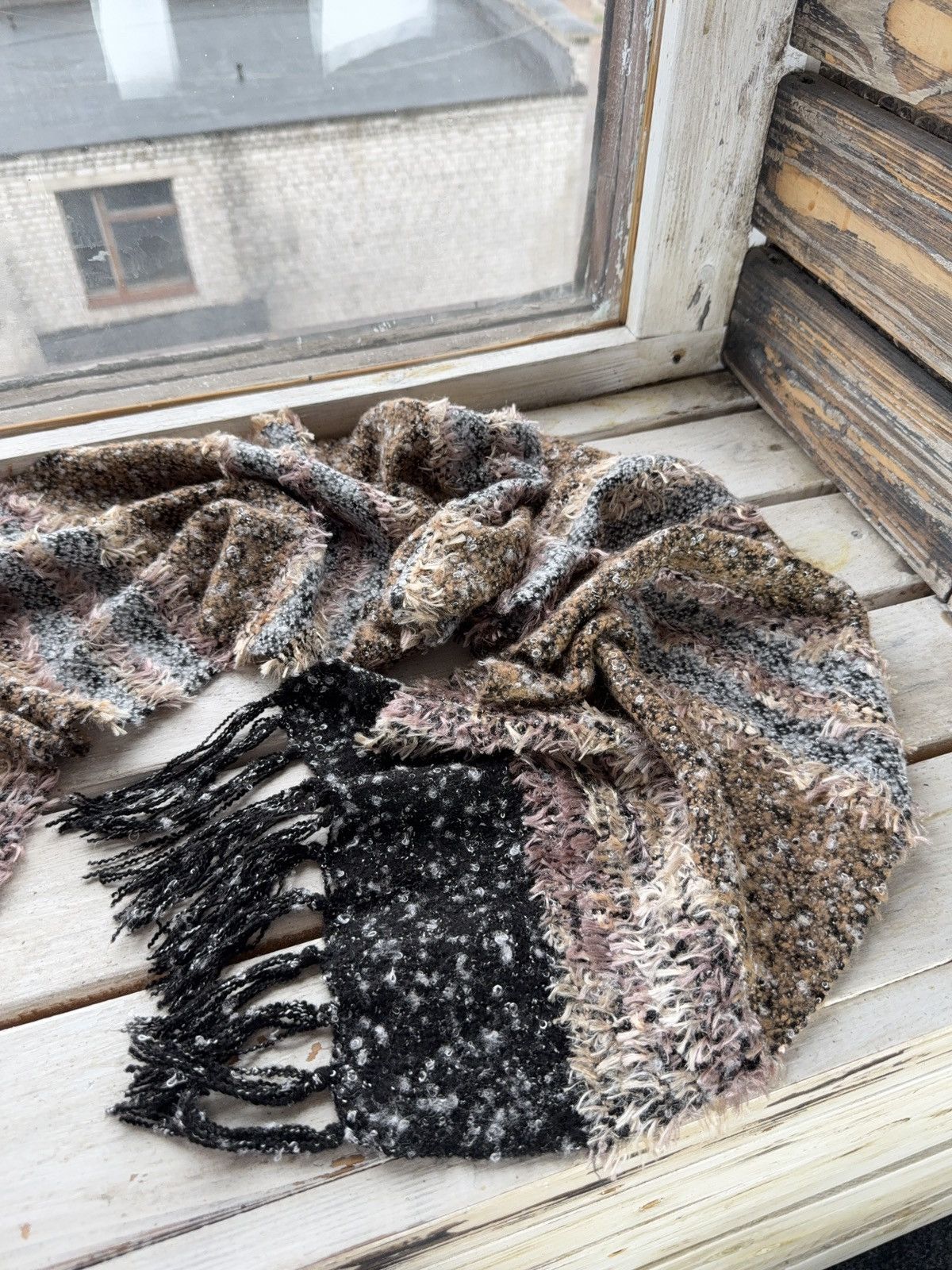 Japanese Brand × Vintage 90s Designer Japanese style fuzzy mohair scarf vintage y2k Size ONE SIZE - 4 Thumbnail