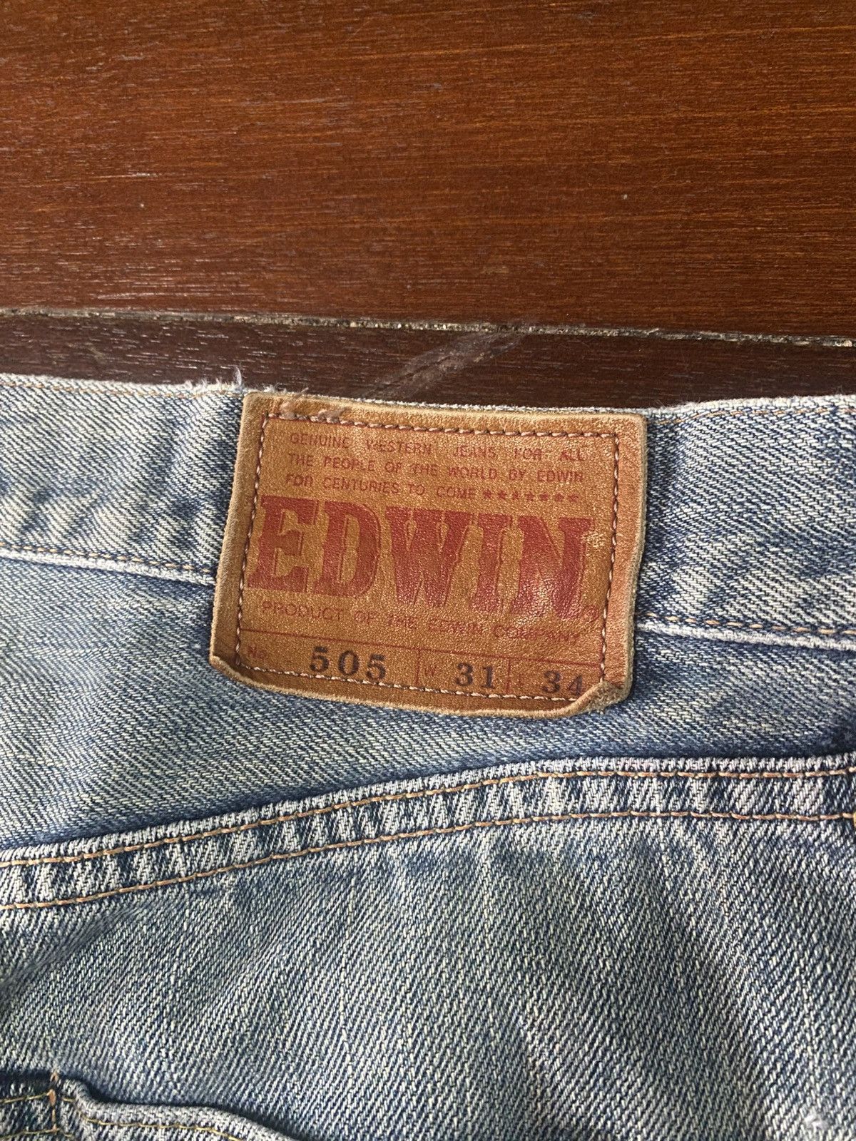 Edwin VINTAGE EDWIN 505 SELVEDGE DISTRESSED DENIM JEANS mud wash Size US 33 - 13 Thumbnail