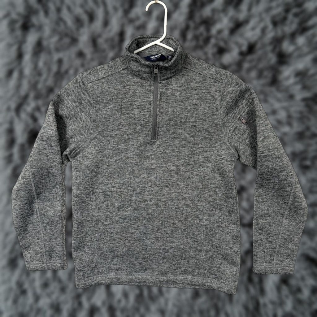 Lands' End Lands' End Mens Small Gray Fleece Pullover 1/4 Zip Mock Neck Zip Pockets Casual Outdoor Hiking Size US S / EU 44-46 / 1 - 1 Thumbnail