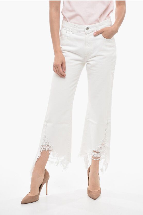 image of Stella Mccartney Cropped Fit Denims With Distressed Bottom 24Cm in White, Women's (Size 28)