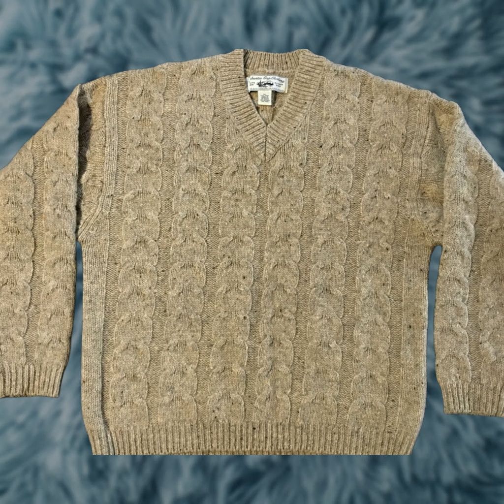 Gap VINTAGE Gap Knit 100% Wool V-Neck Sweater XL Beige Men Knit Wool 90s Nordic Fair Isle Ski Snow Holiday Christmas Retro Size US XL / EU 56 / 4 - 1 Thumbnail