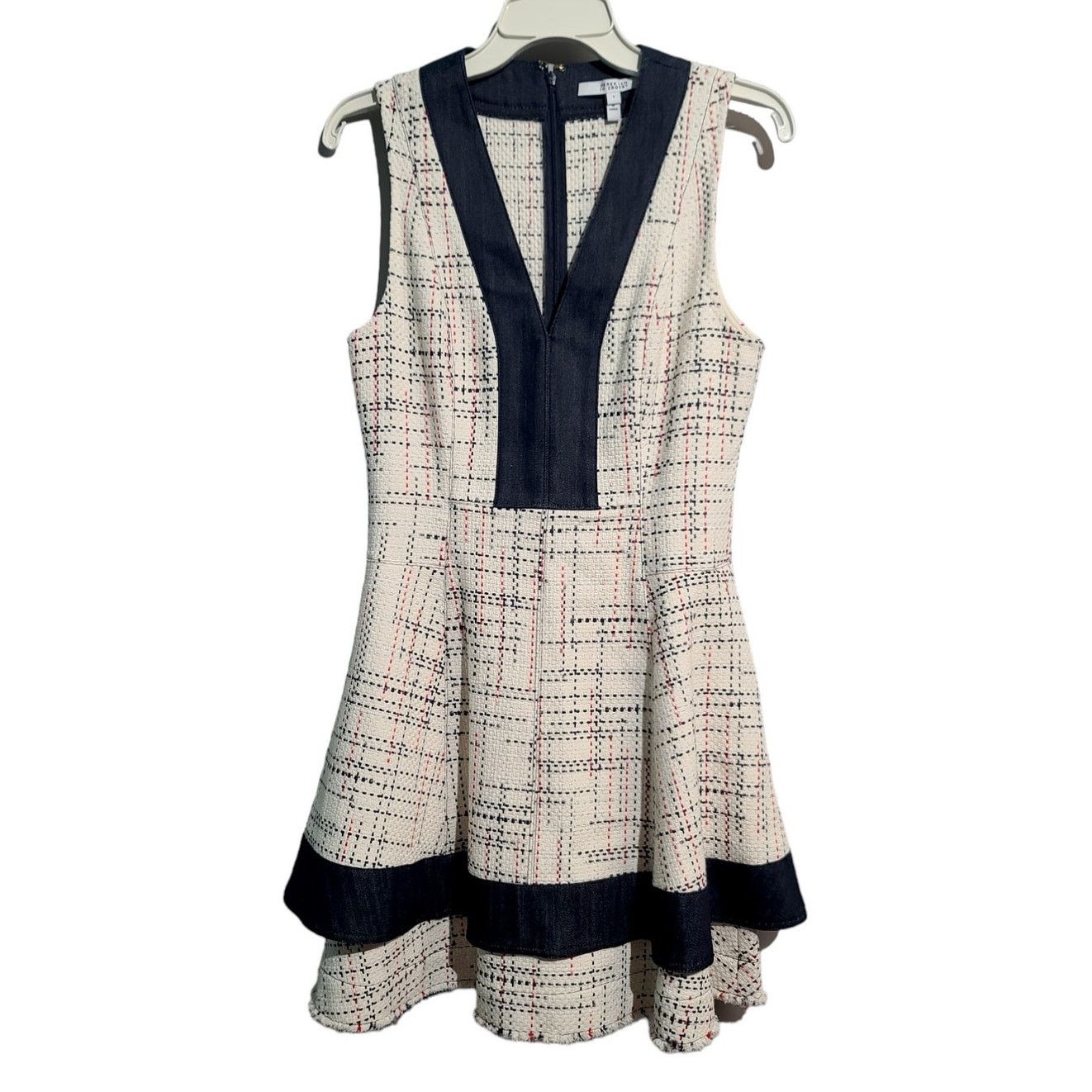 Derek Lam 10 Crossbody Tweed Denim Fit Flare Dress