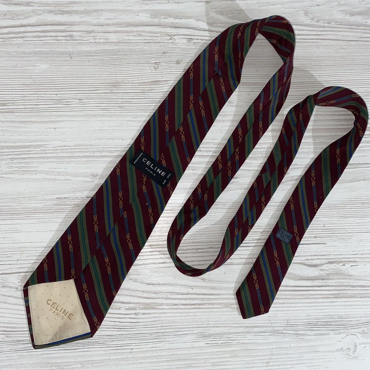 Celine Celine Paris Striped Tie Silk Size ONE SIZE - 1 Thumbnail