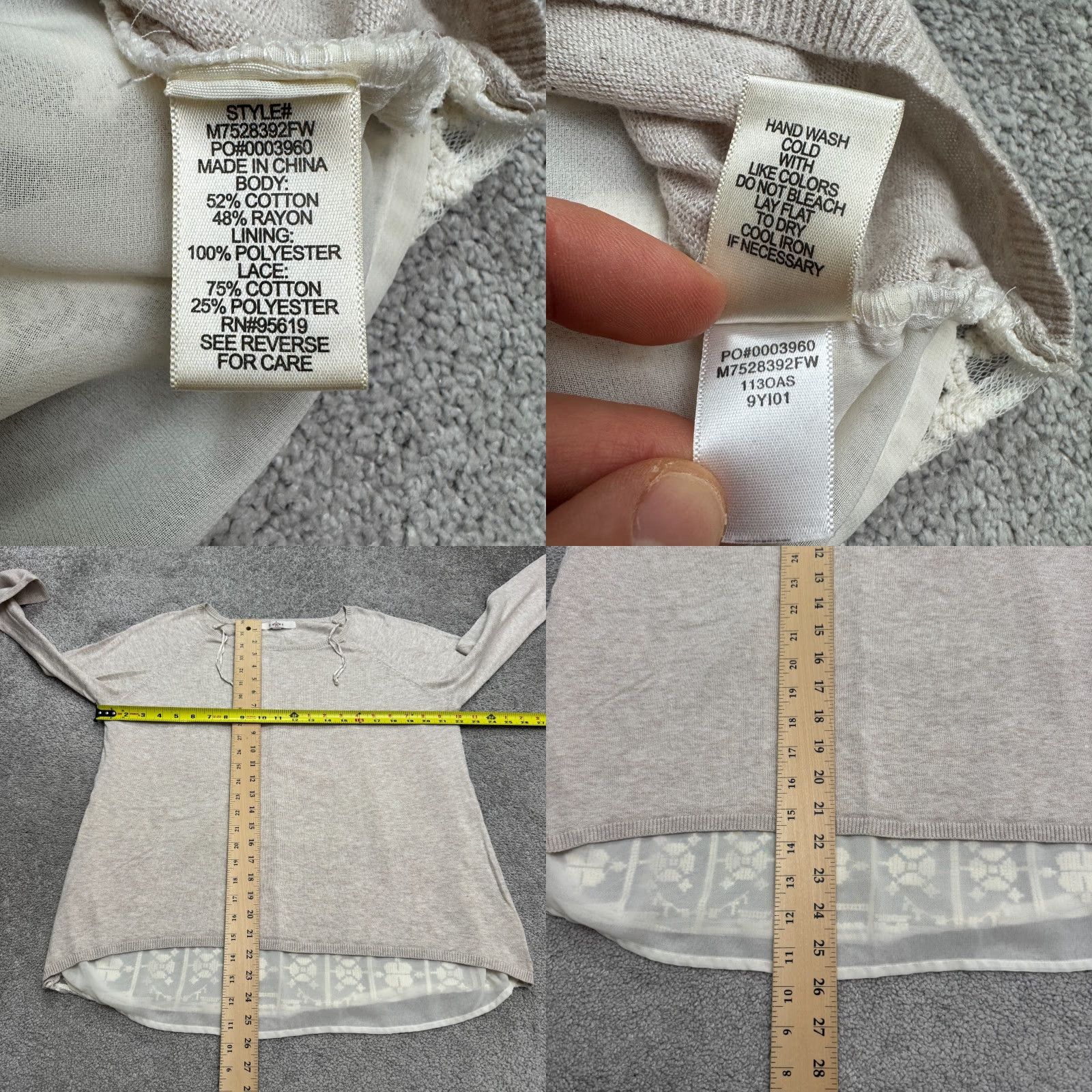 Vintage Fever Beig e Embroidered Knit Pullover Sweater Womens L Knit Stretch Round Neck Casual Womens Pullover – Classic, Designer Mens? Size L / US 10 / IT 46 - 8 Thumbnail