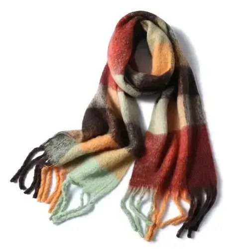 Japanese Brand Fashion Plaid Winter Hairy Bufanda Scarves Size ONE SIZE - 2 Thumbnail