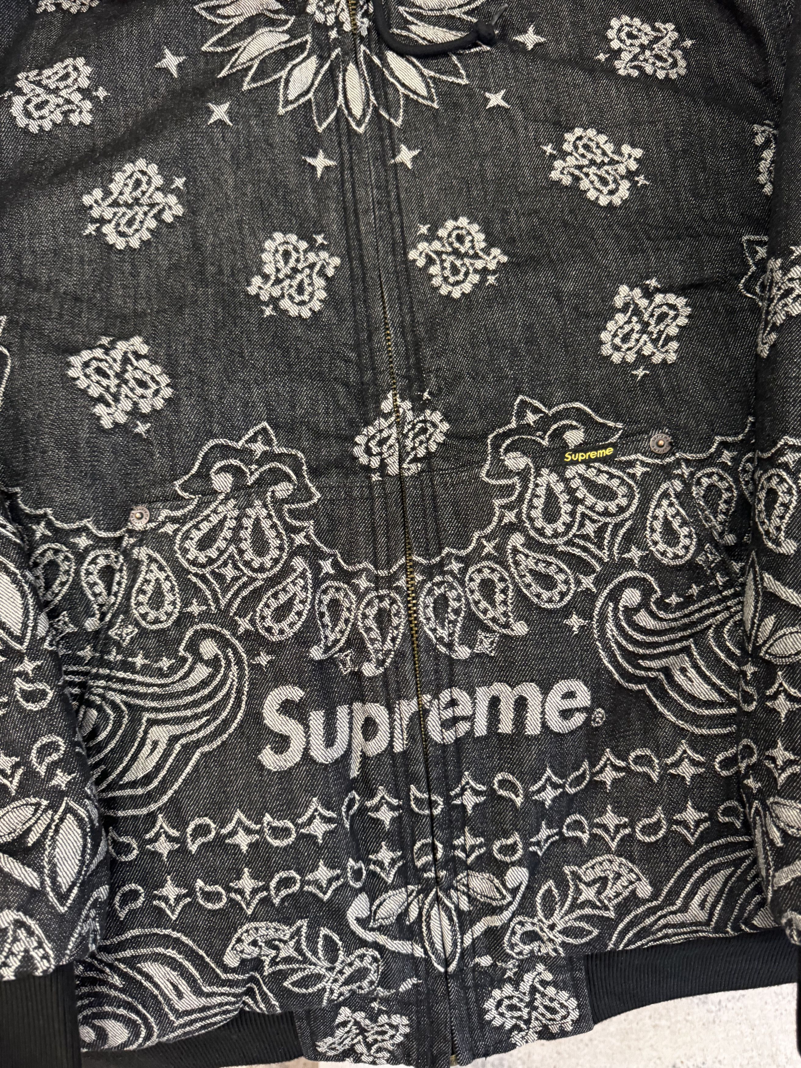 Supreme Supreme Bandana Jacquard Denim Hooded Work Jacket Black Size US L / EU 52-54 / 3 - 3 Thumbnail