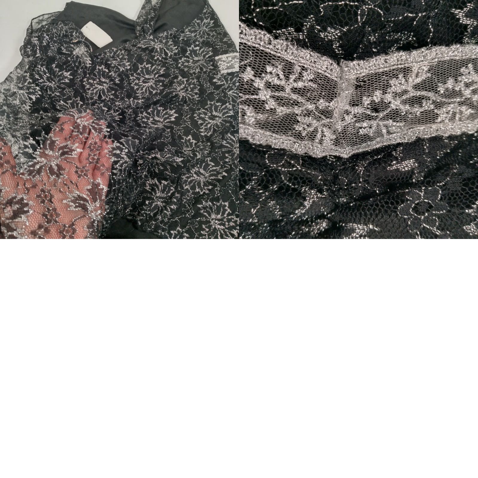 Vintage VINTAGE MKM Designs Lace Cami Tank Top XL Black Floral Silver Metallic USA Camisole Women Tank Top Lace Cami Size XL / US 12-14 / IT 48-50 - 10 Thumbnail