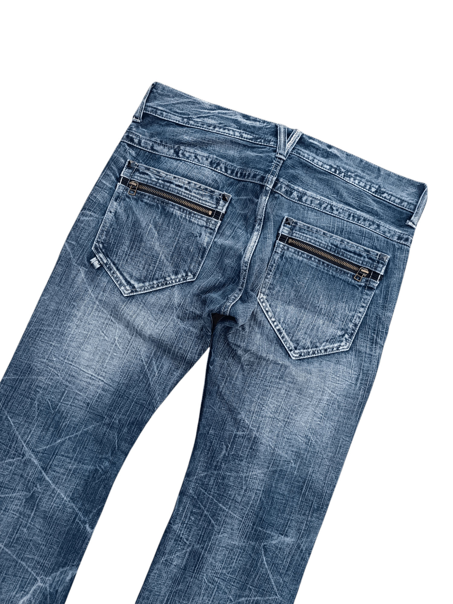 If Six Was Nine FLARED💥SORRIDERE WHISKERS FADED DENIM PANT Size US 34 / EU 50 - 16 Thumbnail