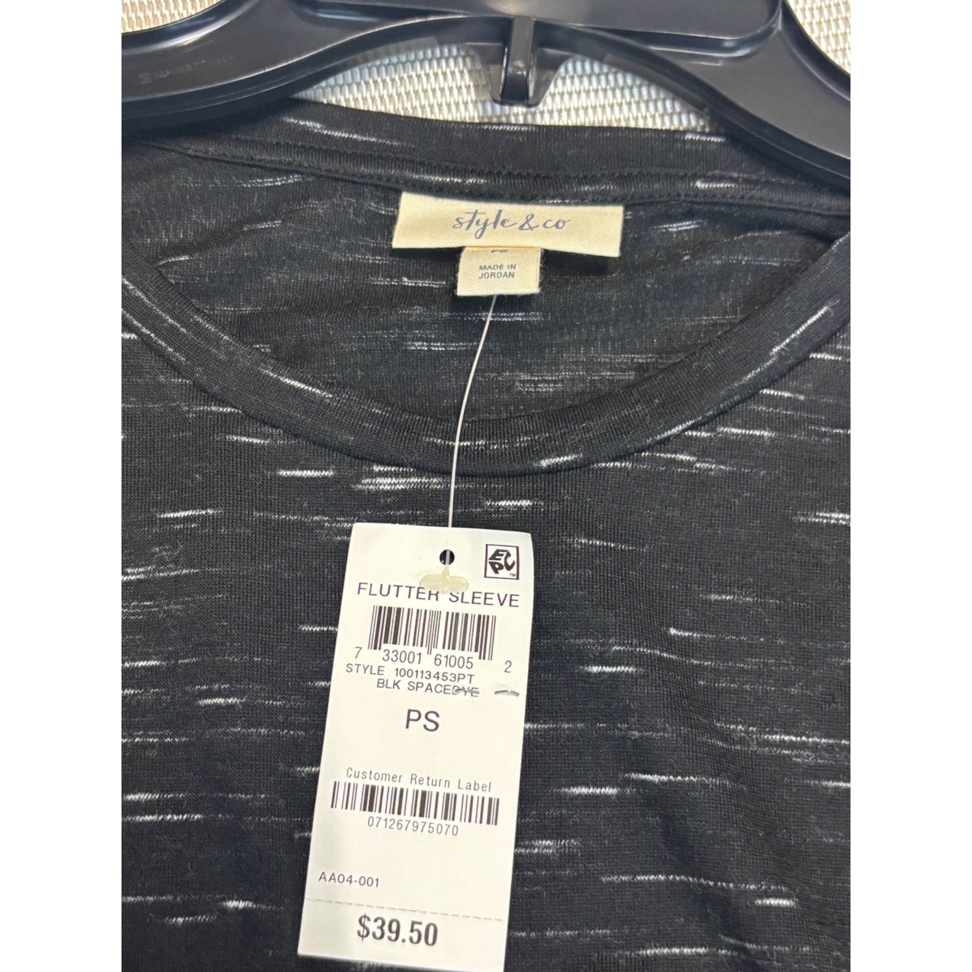 Style & Co Style & Co Petite Angelina Flutter-Sleeve Top, Black spacedy Size ONE SIZE - 7 Thumbnail