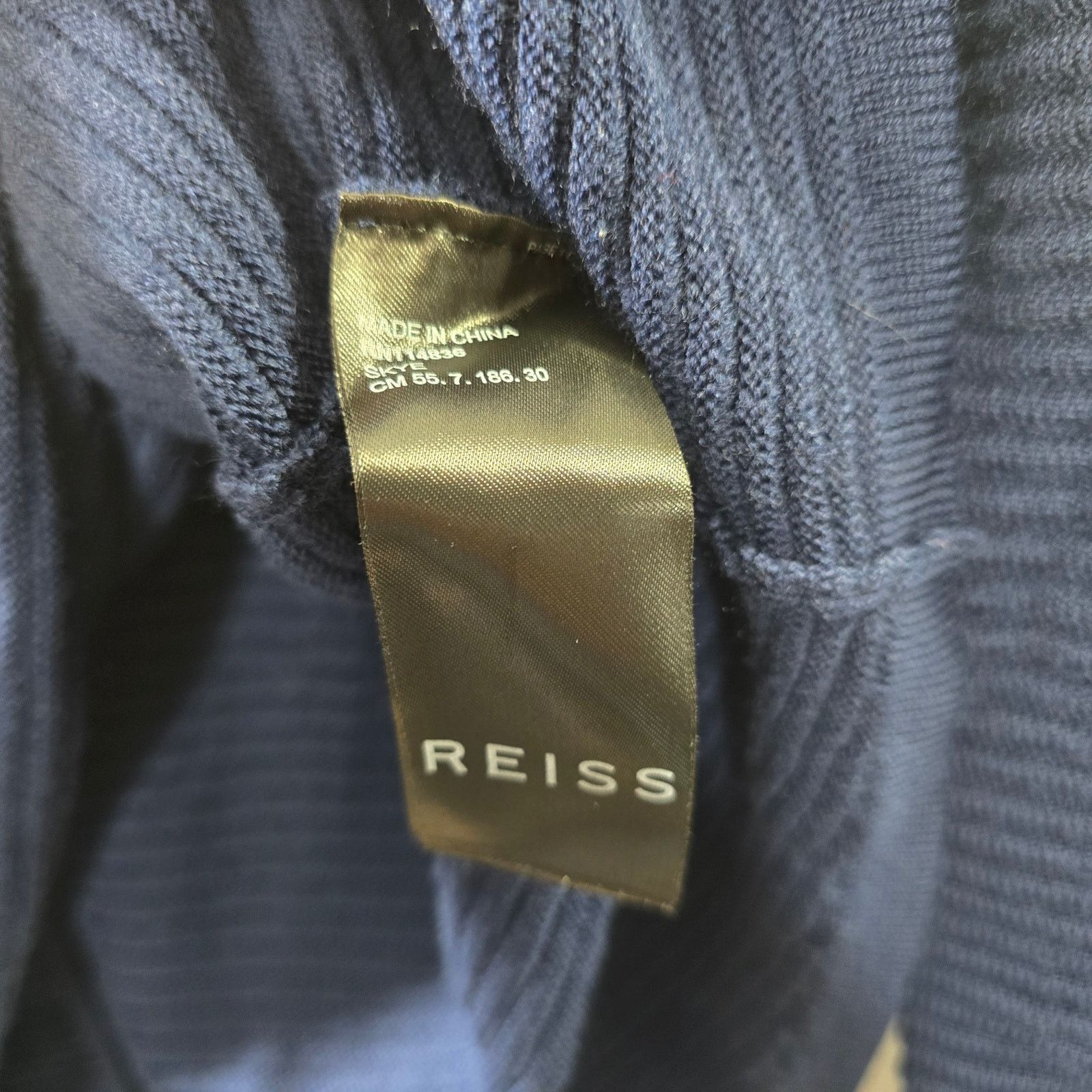 Reiss Reiss Skye Navy Exposed Gold Zipper Textured Sweater Medium Size M / US 6-8 / IT 42-44 - 5 Thumbnail