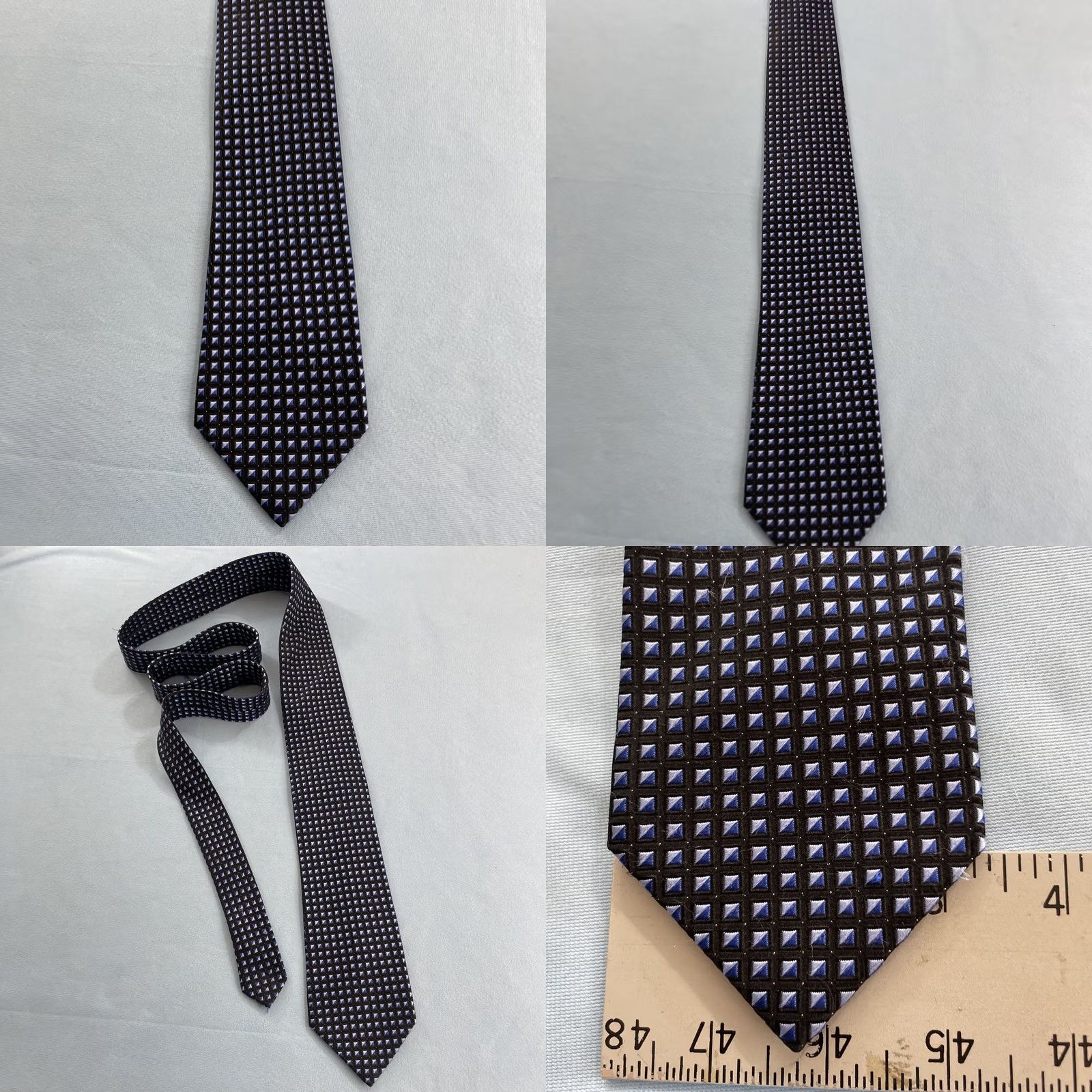 Vintage VINTAGE King Size Big and Tall Silk Tie Mens Geometric Cube Blue 65" Necktie 4" Width Stylish Designer Wedding Modern Colourful Polka Dots 1990s Mens Size ONE SIZE - 11 Thumbnail
