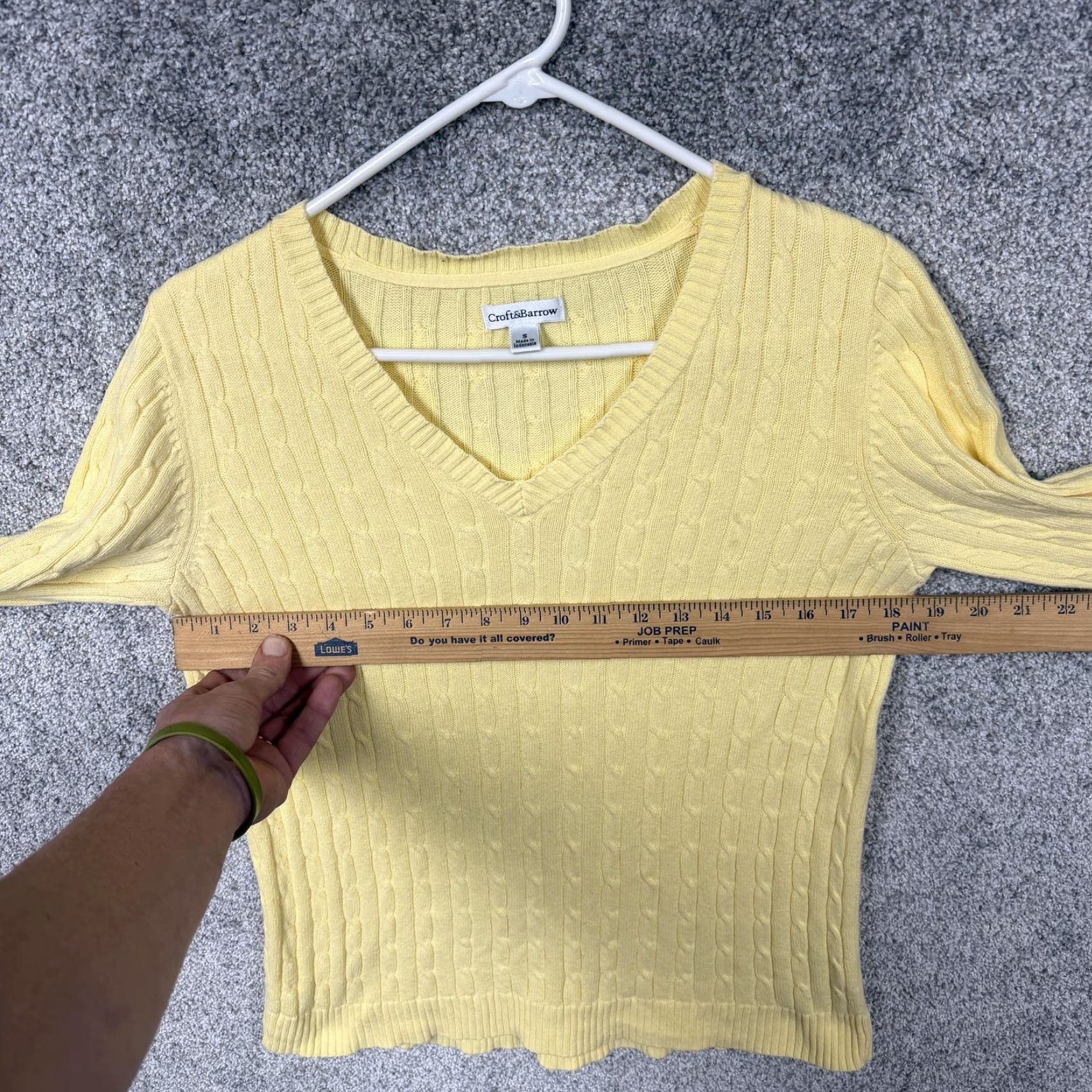 Croft & Barrow Croft & Barrow Sweater Womens S Yellow Cable Knit V-Neck Preppy Pastel Cozy Knit Pullover Casual Size S / US 4 / IT 40 - 4 Thumbnail