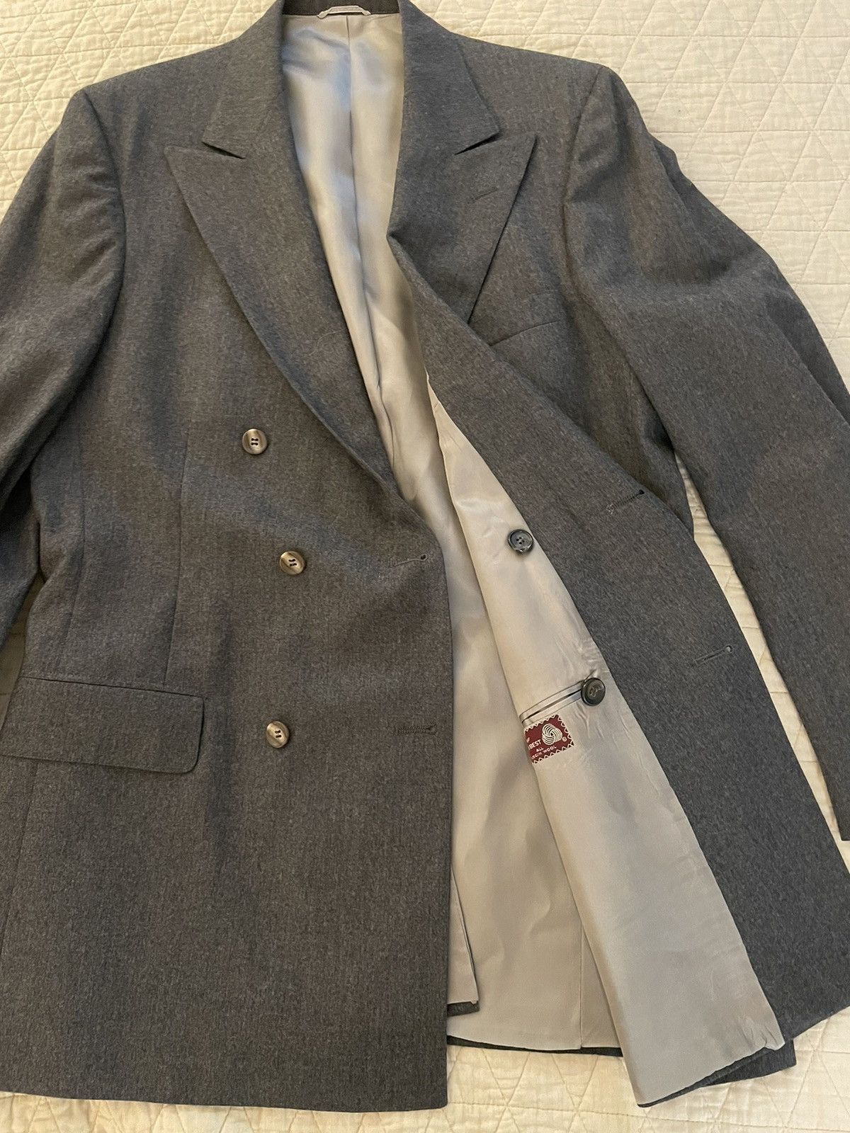 Chaps Ralph Lauren × Vintage Double Breasted Wool Flannel Pleated Suit Size 42L - 8 Thumbnail