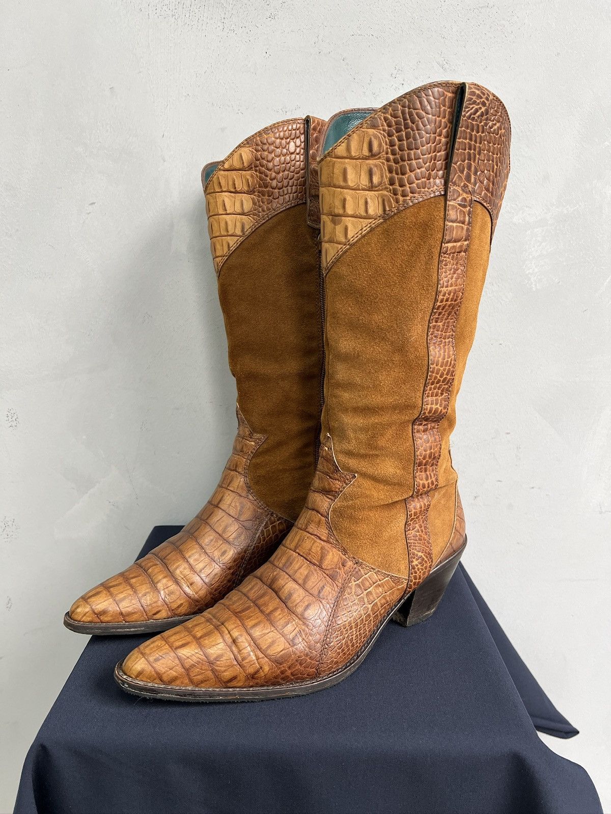 Sancho Boots Crocodile pattern 90s western leather boots japanese style Size US 7 / EU 40 - 1 Thumbnail