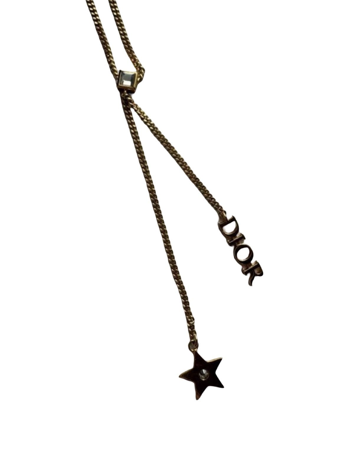 Dior Christian Dior Gold-Tone Crystal Star & Logo Lariat Necklace Size ONE SIZE - 1 Thumbnail