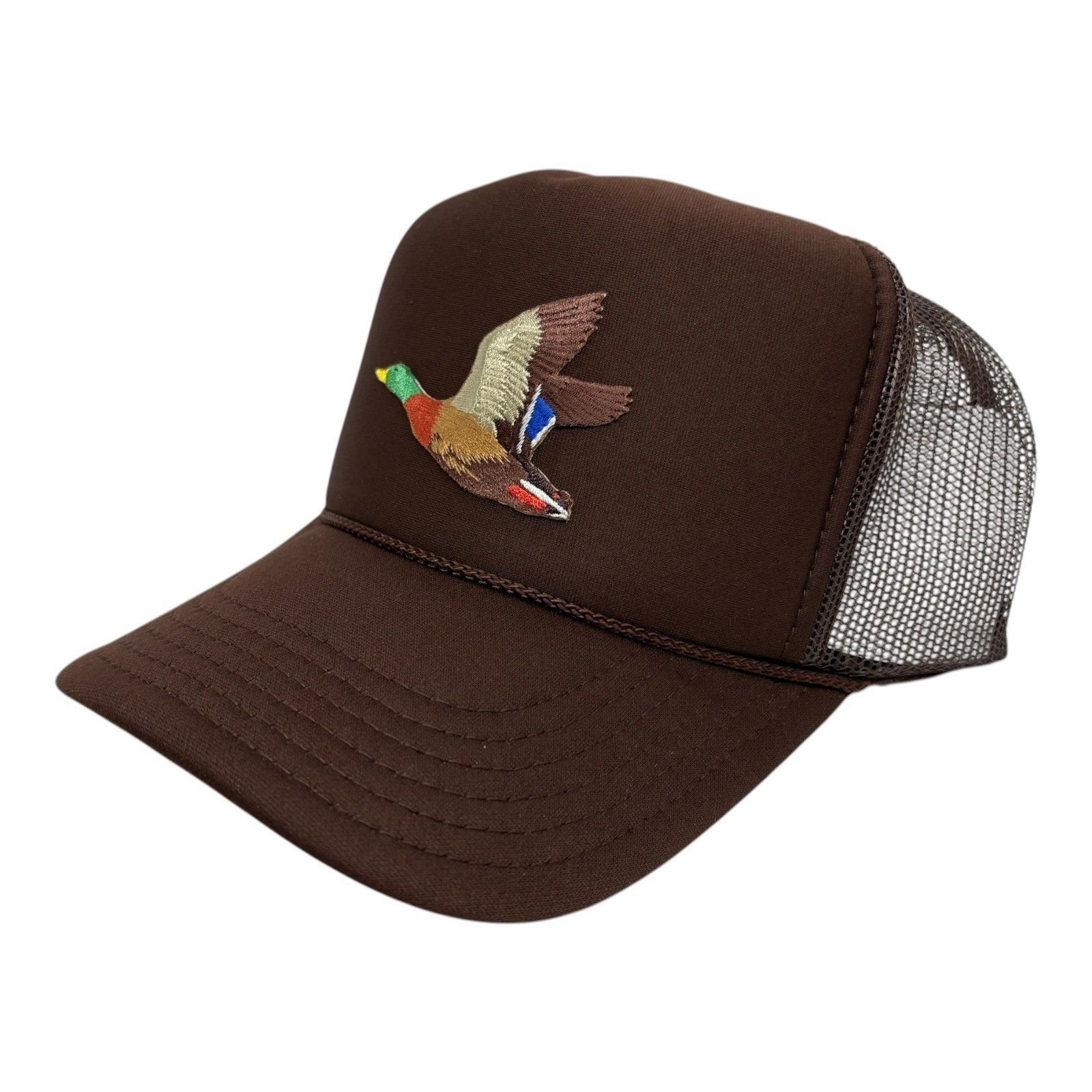 Vintage HUNTING DUCK MALLARD BROWN CAP HIGH CROWN TRUCKER SNAPBACK Size ONE SIZE - 2 Thumbnail