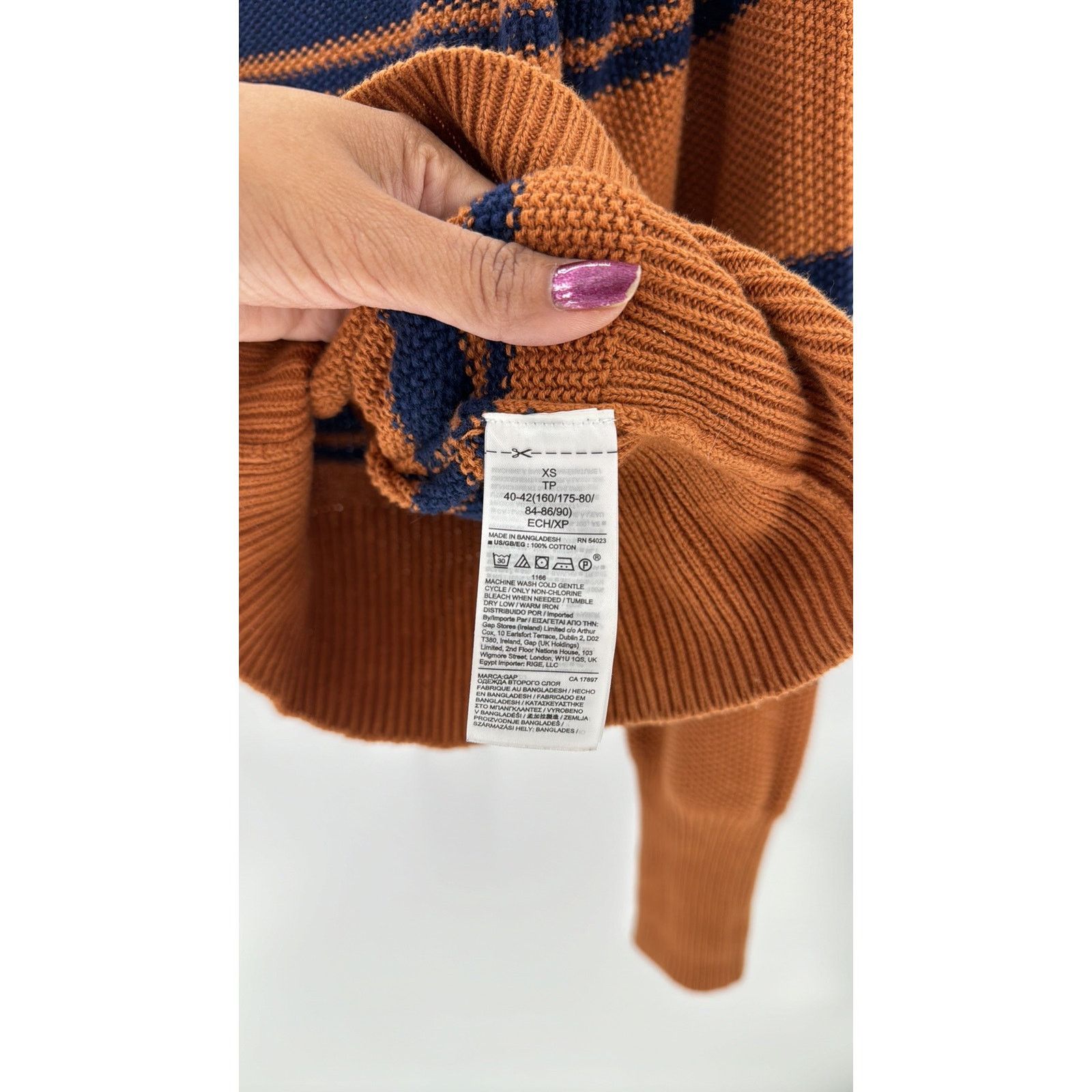 Gap GAP mock neck brown blue textured sweater nautical fall Size S / US 4 / IT 40 - 7 Thumbnail