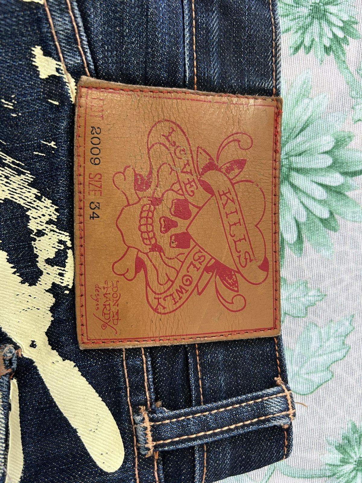 Ed Hardy Rare Ed Hardy Y2K Jeans – Embroidered Tiger Back, Baggy Fit Size US 34 / EU 50 - 11 Thumbnail