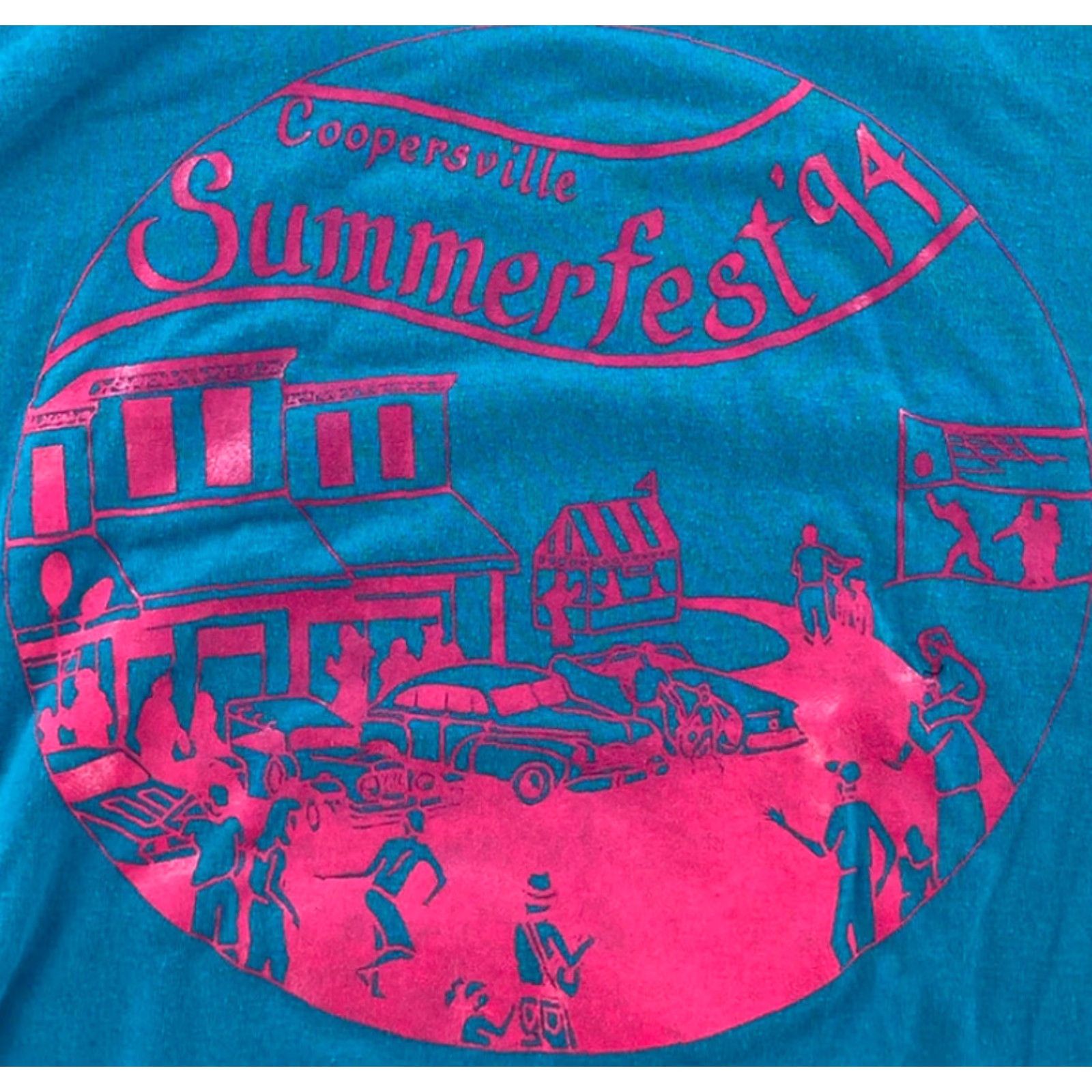 Jerzees VINTAGE Jerzees Shirt Adult XL Car Show 90s Blue Pink Short Sleeve Crew Neck Men's XL Vintage Car Theme 1994 Summerfest Size US XL / EU 56 / 4 - 3 Thumbnail