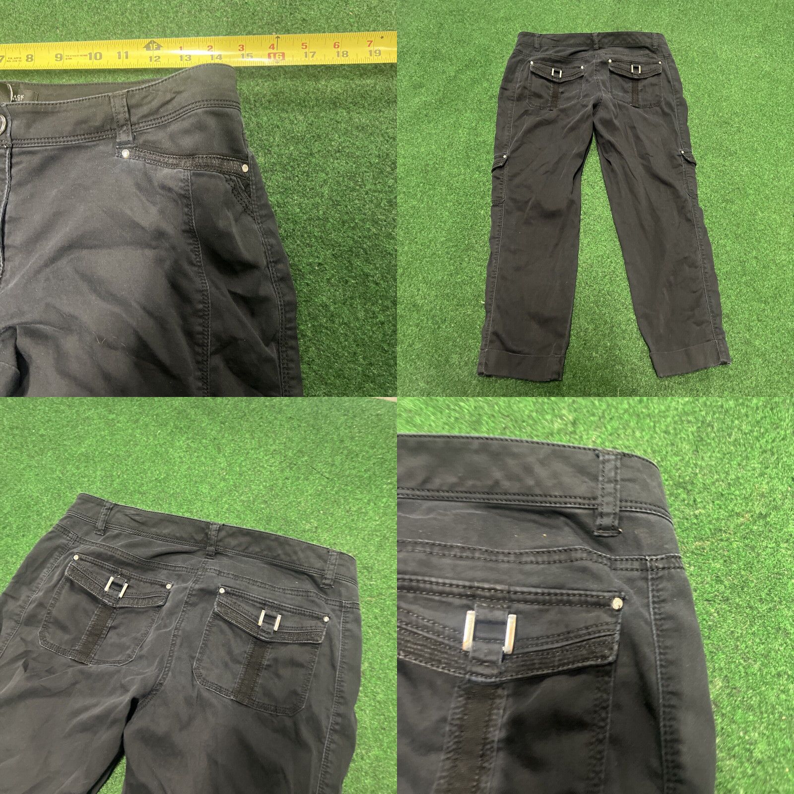 White House Black Market Luxurious Black Cargo Capri Pants for Petite Women with Short Crop Leg Style by White House Black Market in Size 2 Size 26" / US 2 / IT 38 - 8 Thumbnail