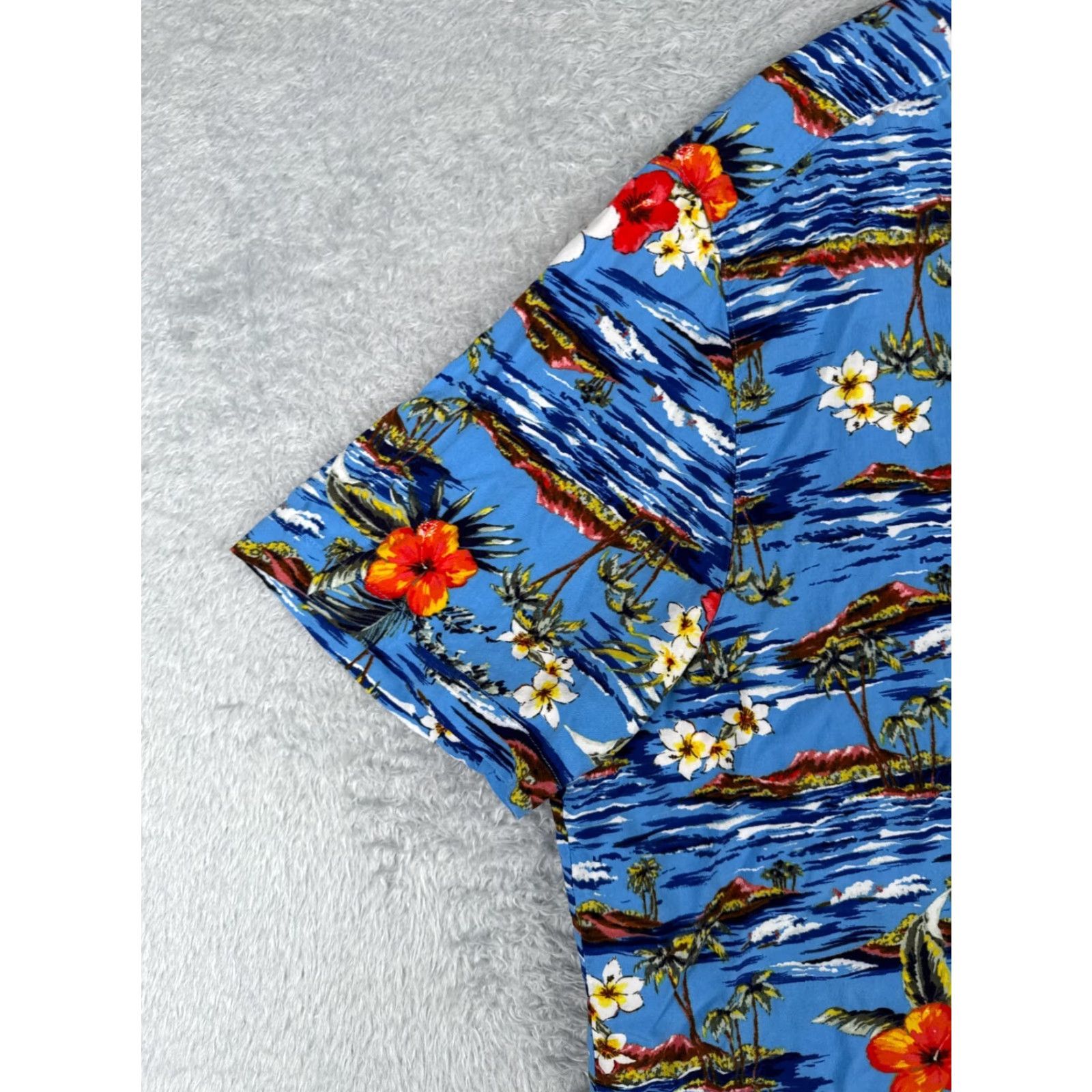 George George Mens Shirt 2XL Hawaiian Floral Short Sleeve Button-Up Blue Size US XXL / EU 58 / 5 - 3 Thumbnail
