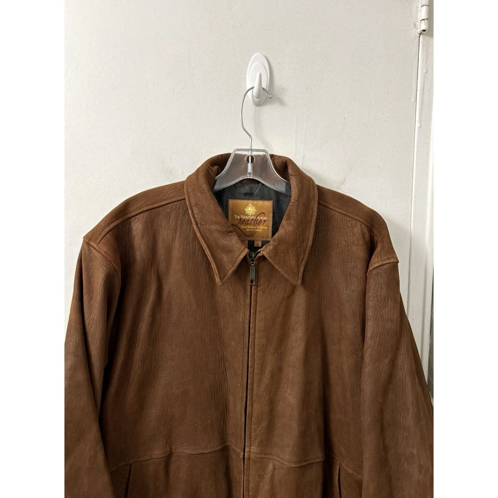 The Territory Ahead The Territory Ahead Leather Jacket Mens Large Brown Wool Lined Full Zip Bomber Size US L / EU 52-54 / 3 - 2 Thumbnail