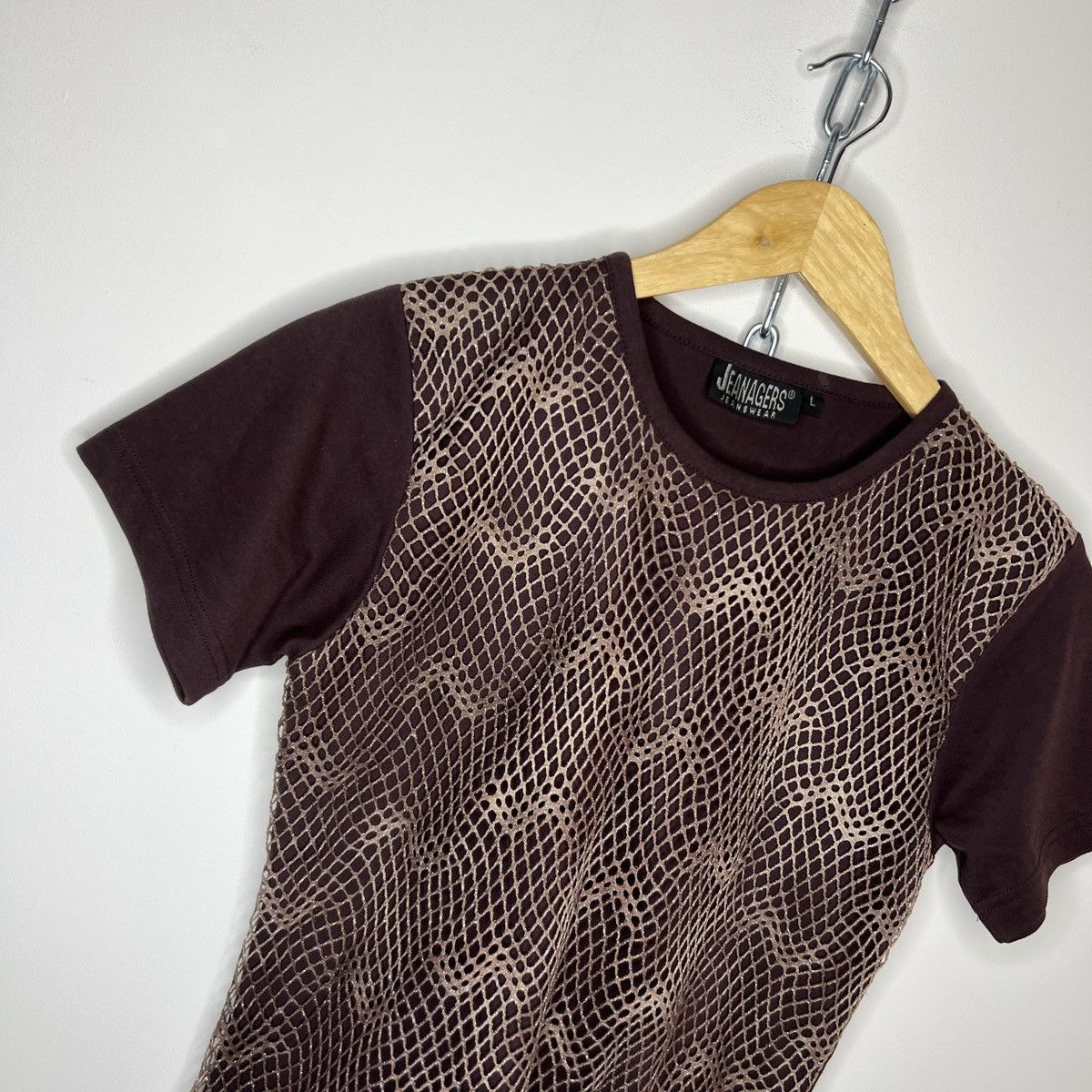 Japanese Brand × Vintage Vintage Tshirt Tee Mesh Top Net Brown Y2K Opium Style Size M / US 6-8 / IT 42-44 - 3 Thumbnail